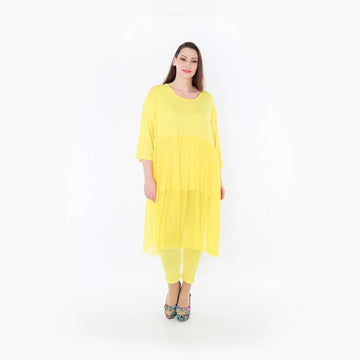  AKH Fashion Kleid in gerader Form, aus Materialmix, 1457.07046, Gelb, Ausgefallen, Zeitlos