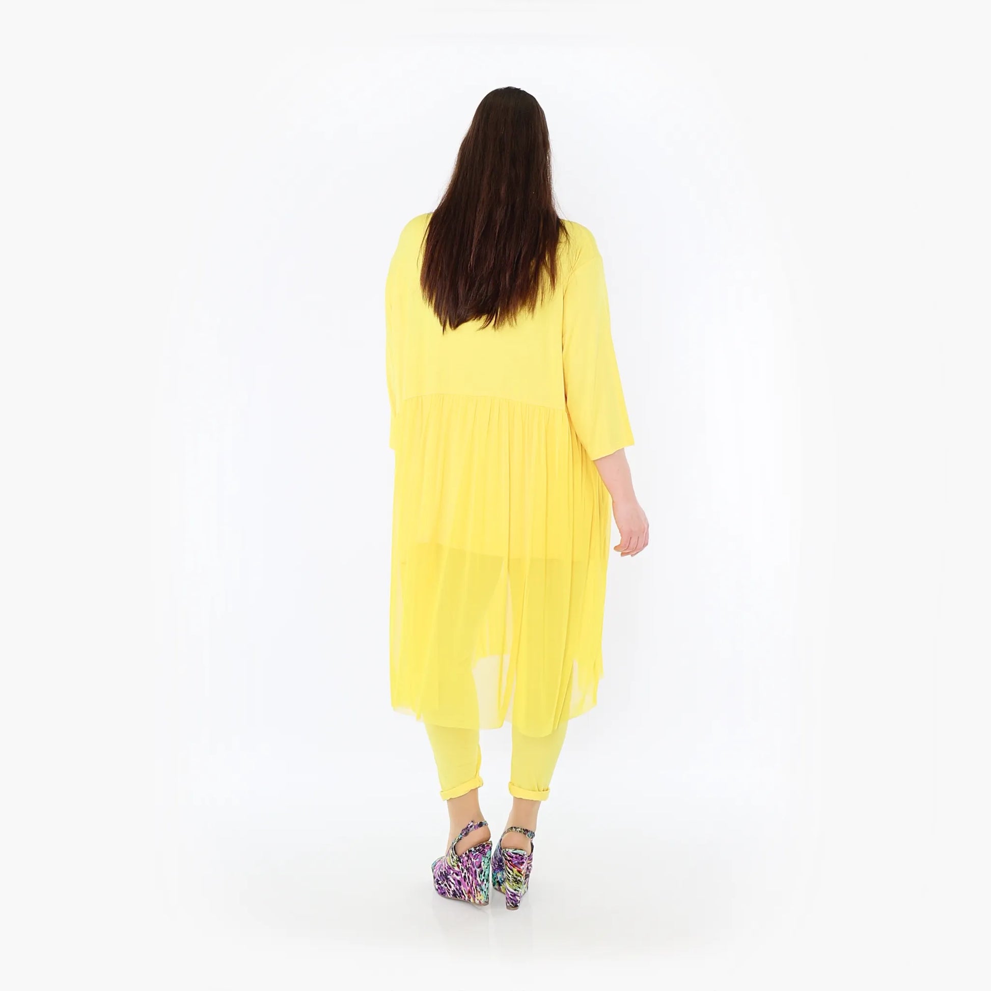  AKH Fashion Kleid in gerader Form, aus Materialmix, 1457.07046, Gelb, Ausgefallen, Zeitlos