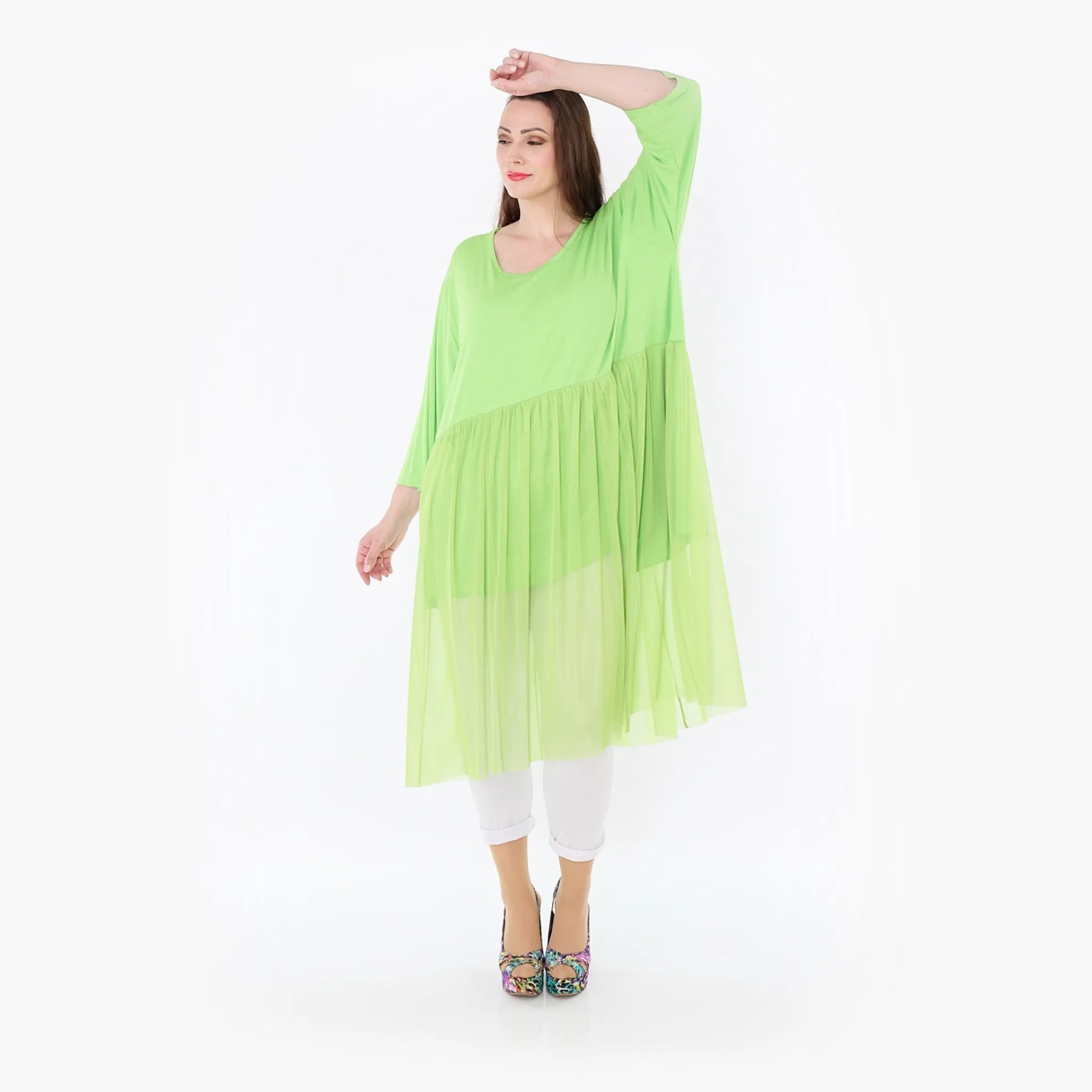  AKH Fashion Kleid in gerader Form, aus Materialmix, 1457.07046, Lime, Ausgefallen, Zeitlos