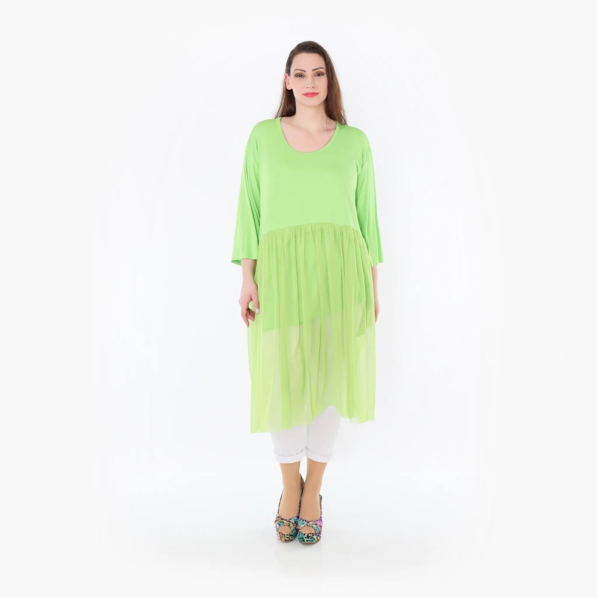  AKH Fashion Kleid in gerader Form, aus Materialmix, 1457.07046, Lime, Ausgefallen, Zeitlos