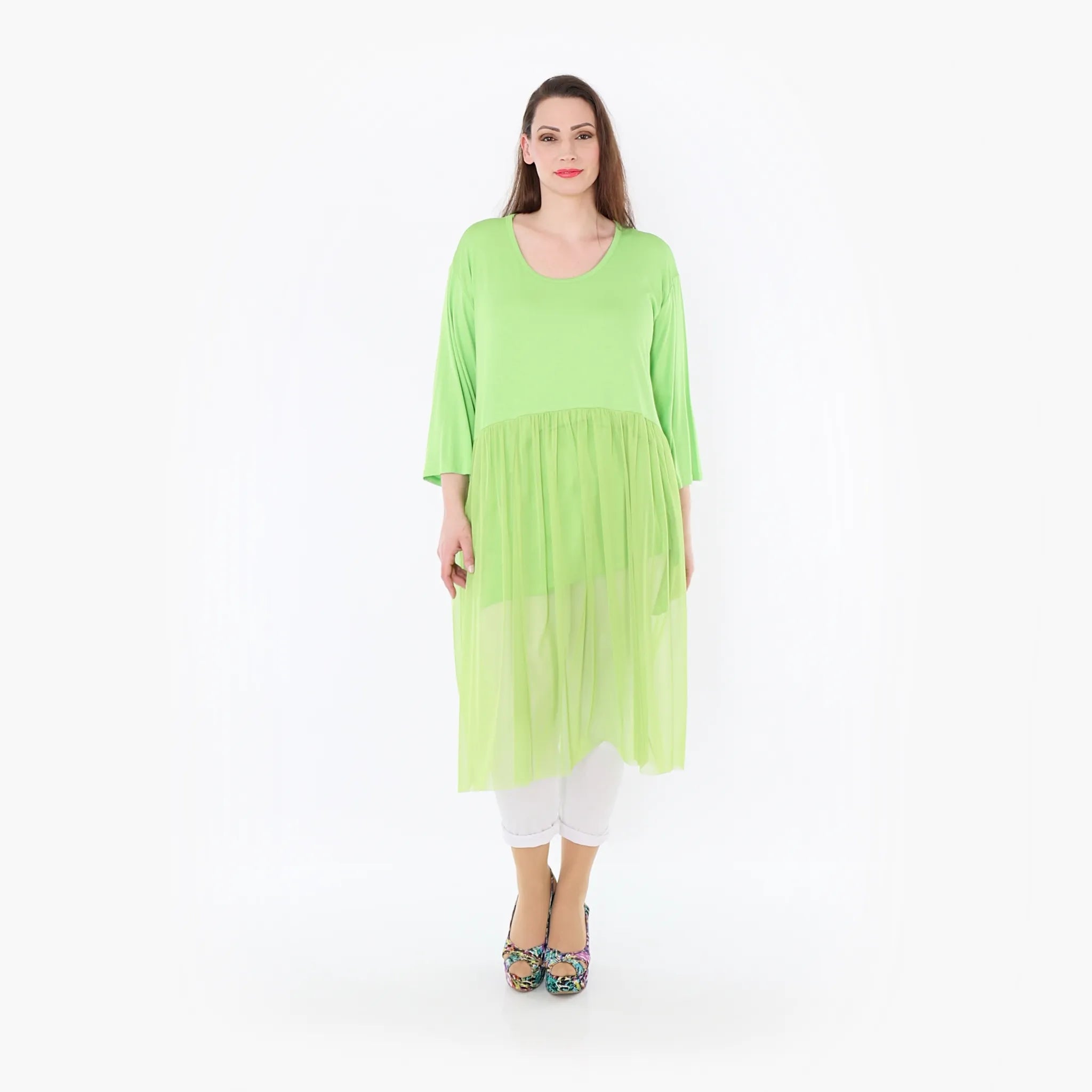  AKH Fashion Kleid in gerader Form, aus Materialmix, 1457.07046, Lime, Ausgefallen, Zeitlos