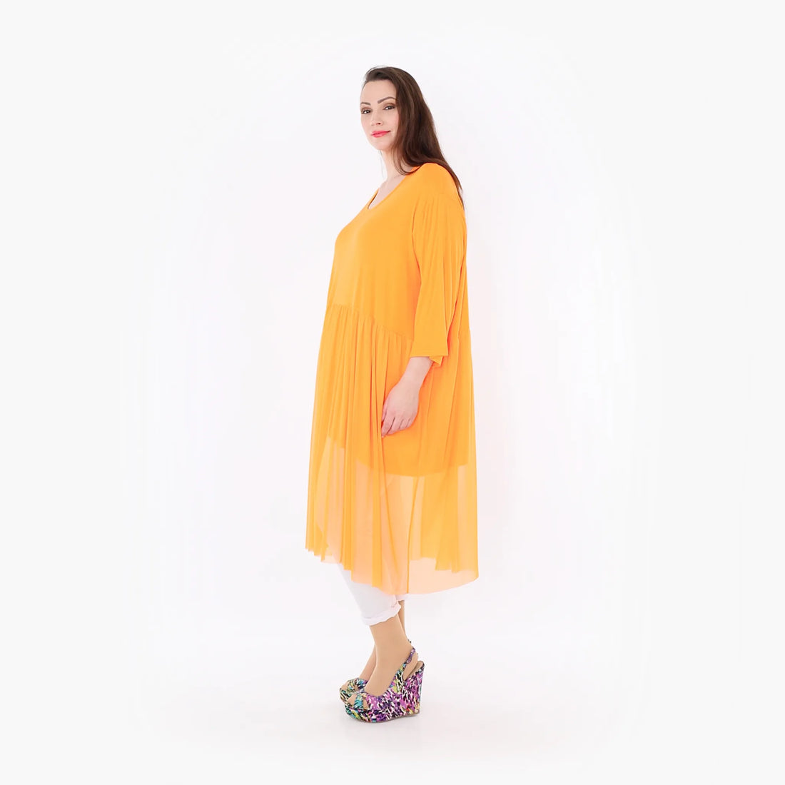 AKH Fashion Kleid in gerader Form, aus Materialmix, 1457.07046, Orange, Ausgefallen