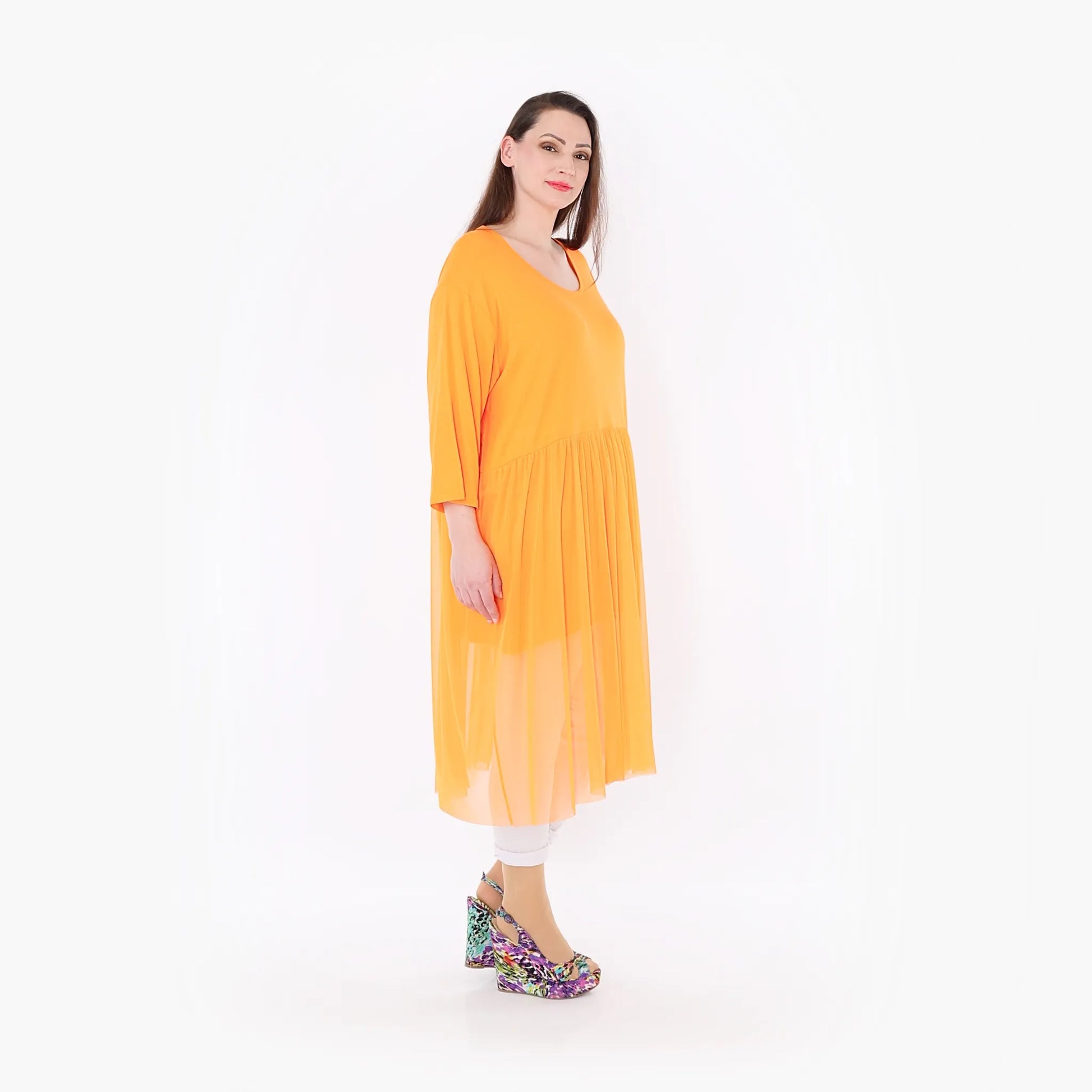  AKH Fashion Kleid in gerader Form, aus Materialmix, 1457.07046, Orange, Ausgefallen
