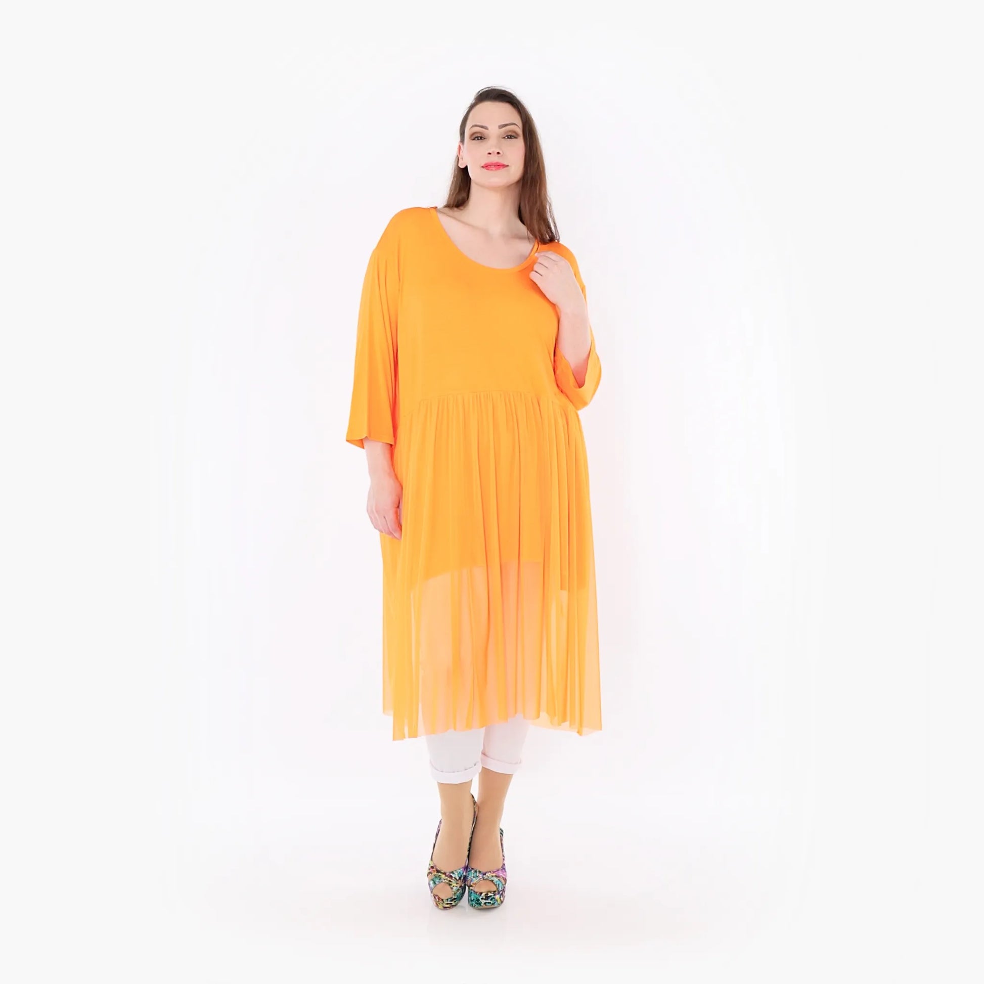  AKH Fashion Kleid in gerader Form, aus Materialmix, 1457.07046, Orange, Ausgefallen
