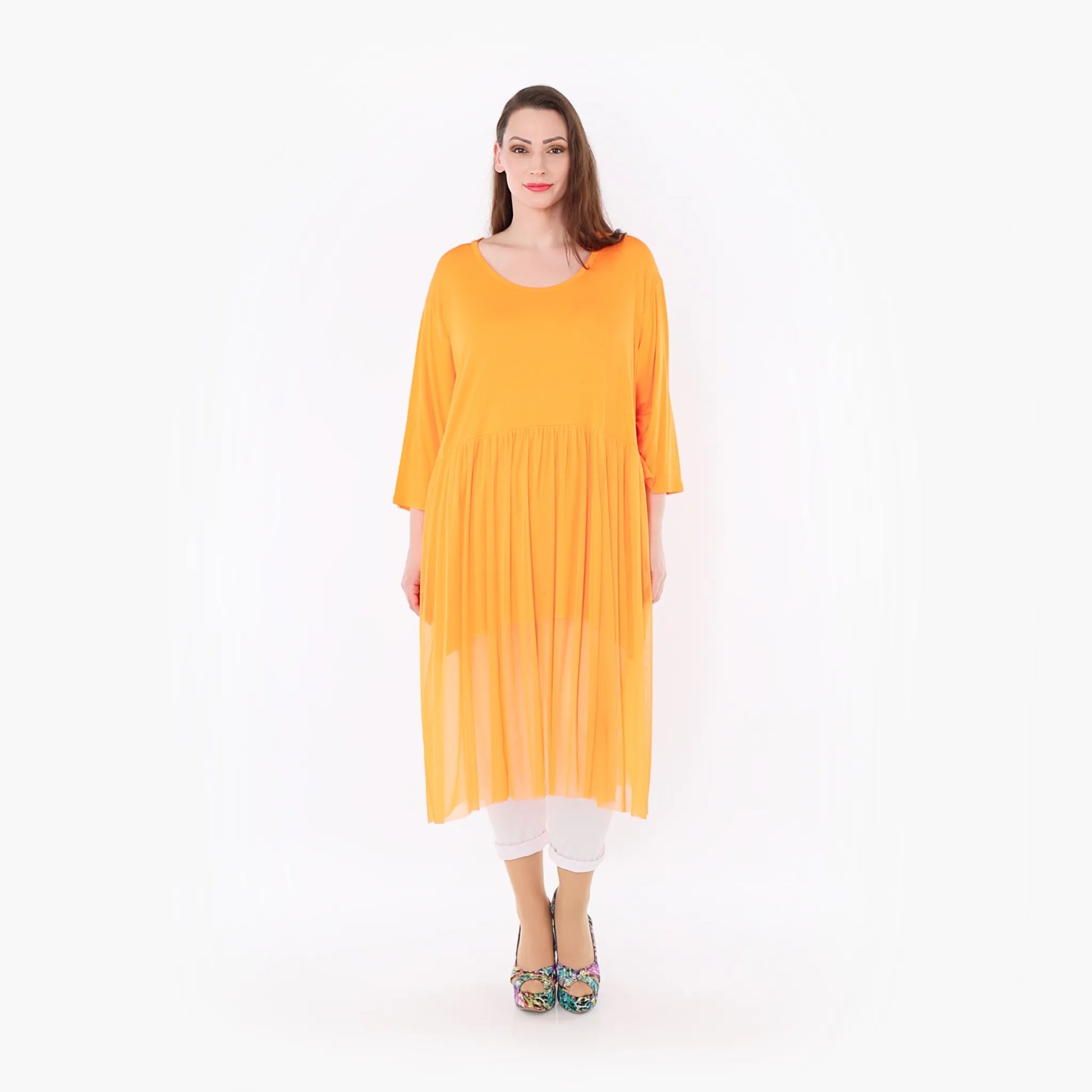  AKH Fashion Kleid in gerader Form, aus Materialmix, 1457.07046, Orange, Ausgefallen