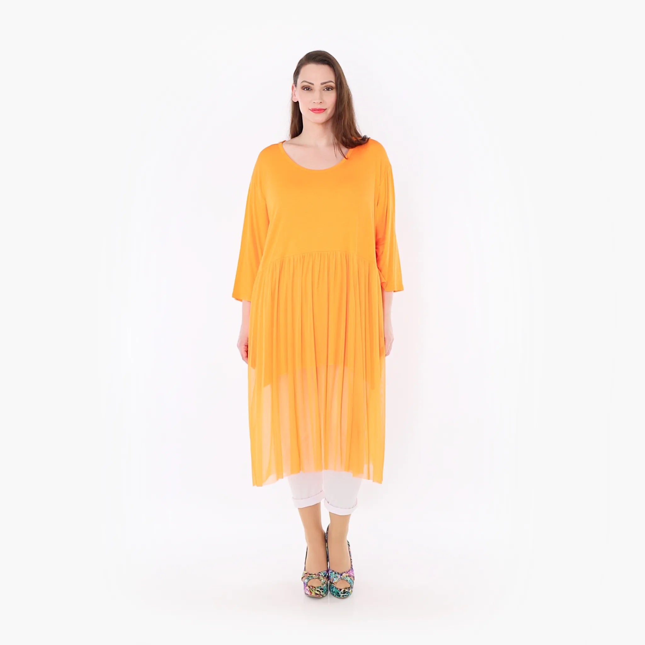  AKH Fashion Kleid in gerader Form, aus Materialmix, 1457.07046, Orange, Ausgefallen