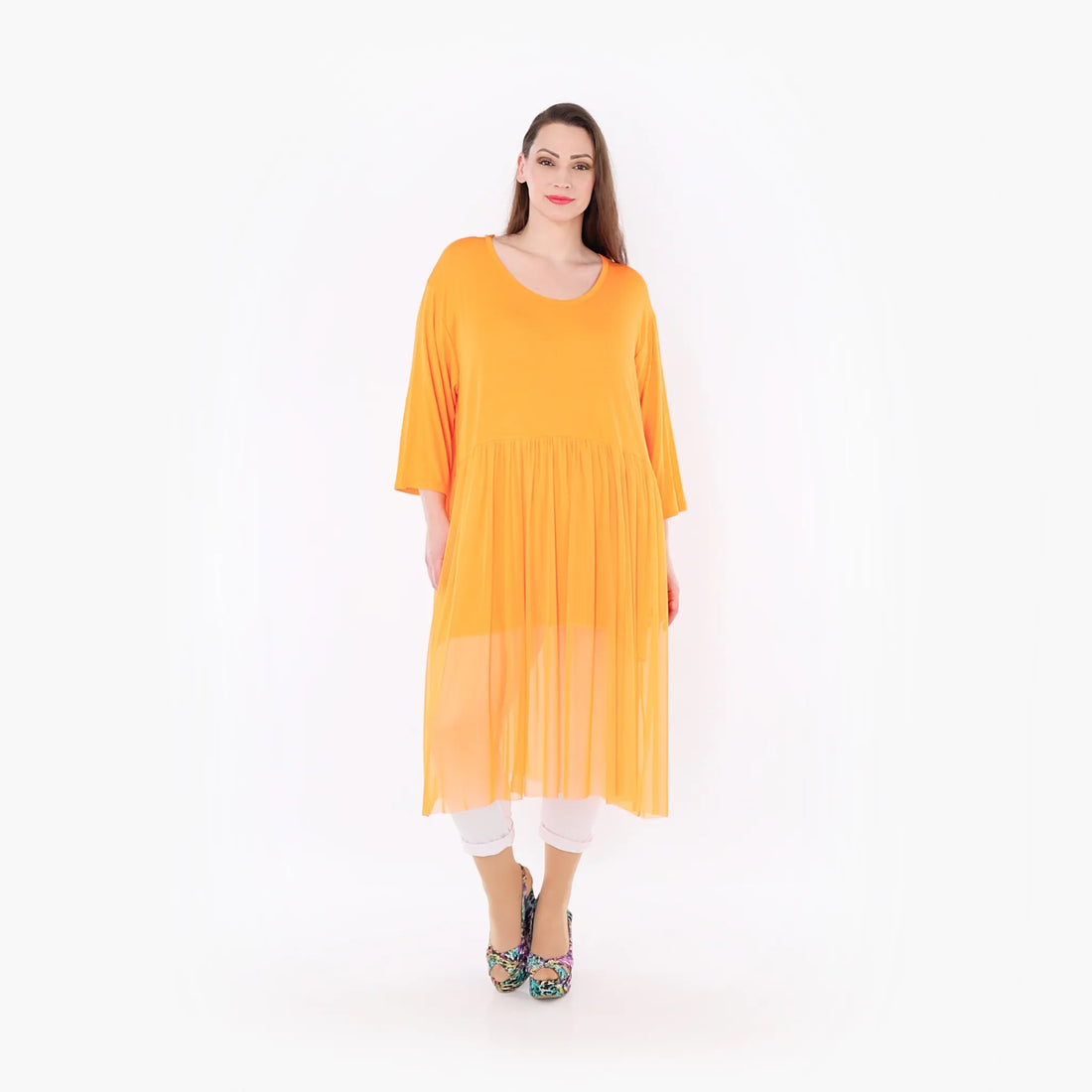  AKH Fashion Kleid in gerader Form, aus Materialmix, 1457.07046, Orange, Ausgefallen