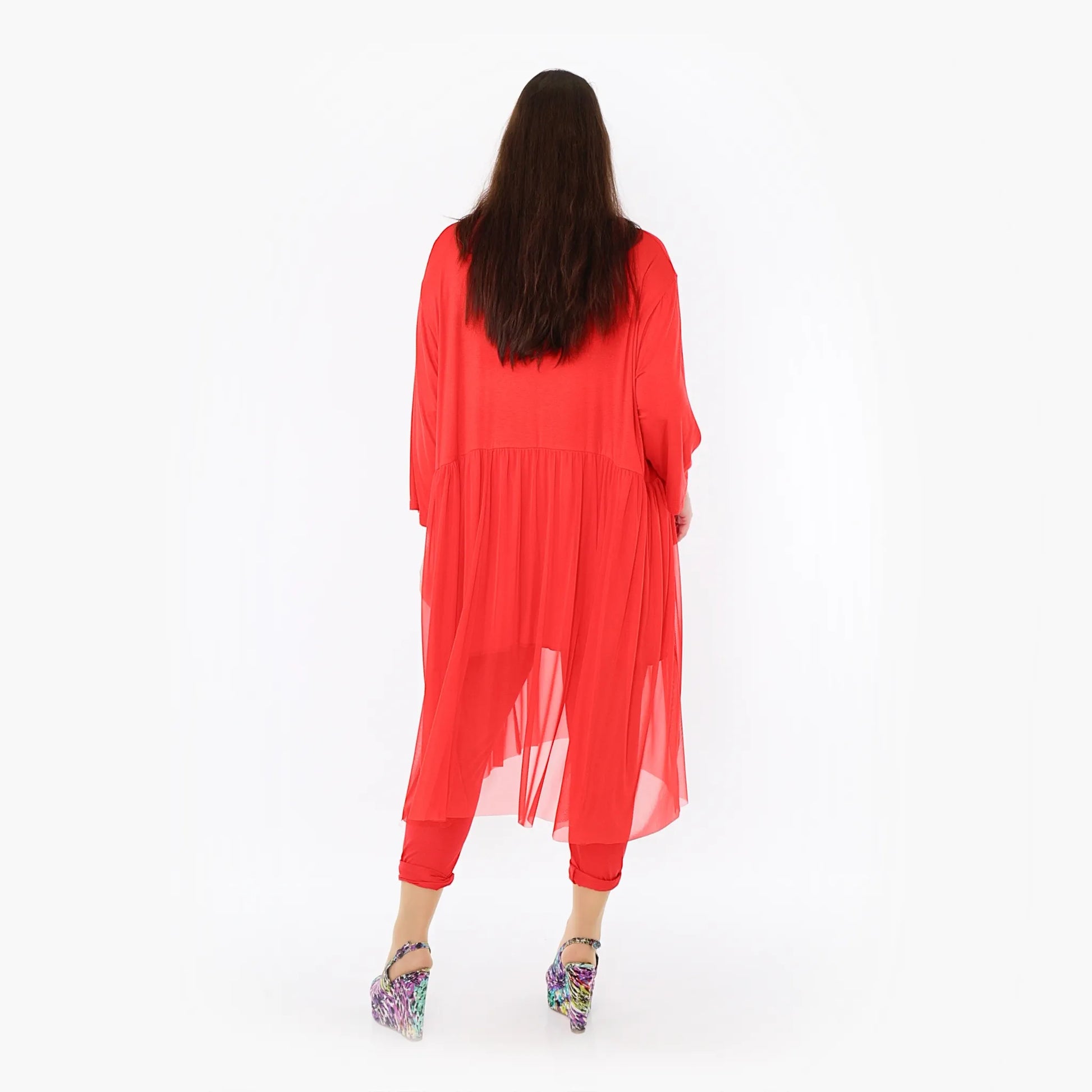  AKH Fashion Kleid in gerader Form, aus Materialmix, 1457.07046, Rot, Ausgefallen, Zeitlos