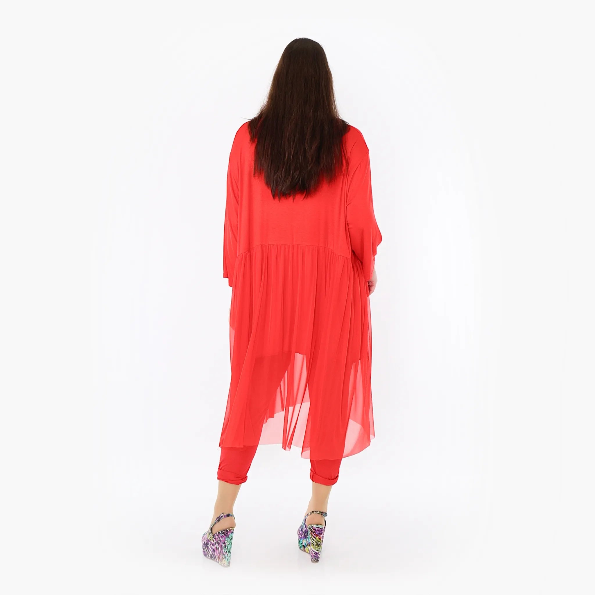  AKH Fashion Kleid in gerader Form, aus Materialmix, 1457.07046, Rot, Ausgefallen, Zeitlos