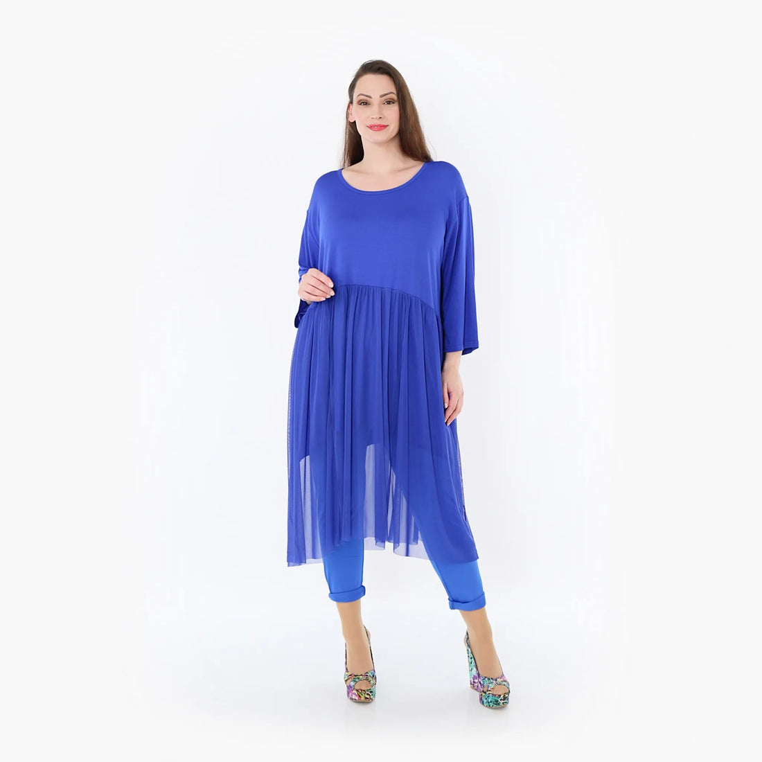  AKH Fashion Kleid in gerader Form, aus Materialmix, 1457.07046, Royalblau, Ausgefallen