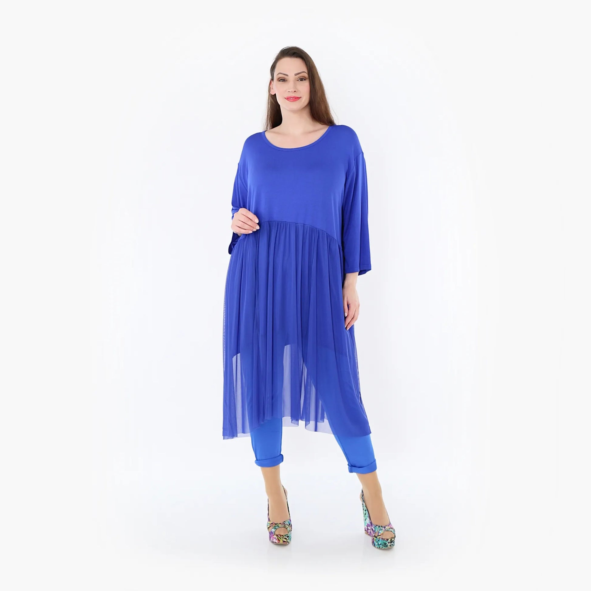  AKH Fashion Kleid in gerader Form, aus Materialmix, 1457.07046, Royalblau, Ausgefallen