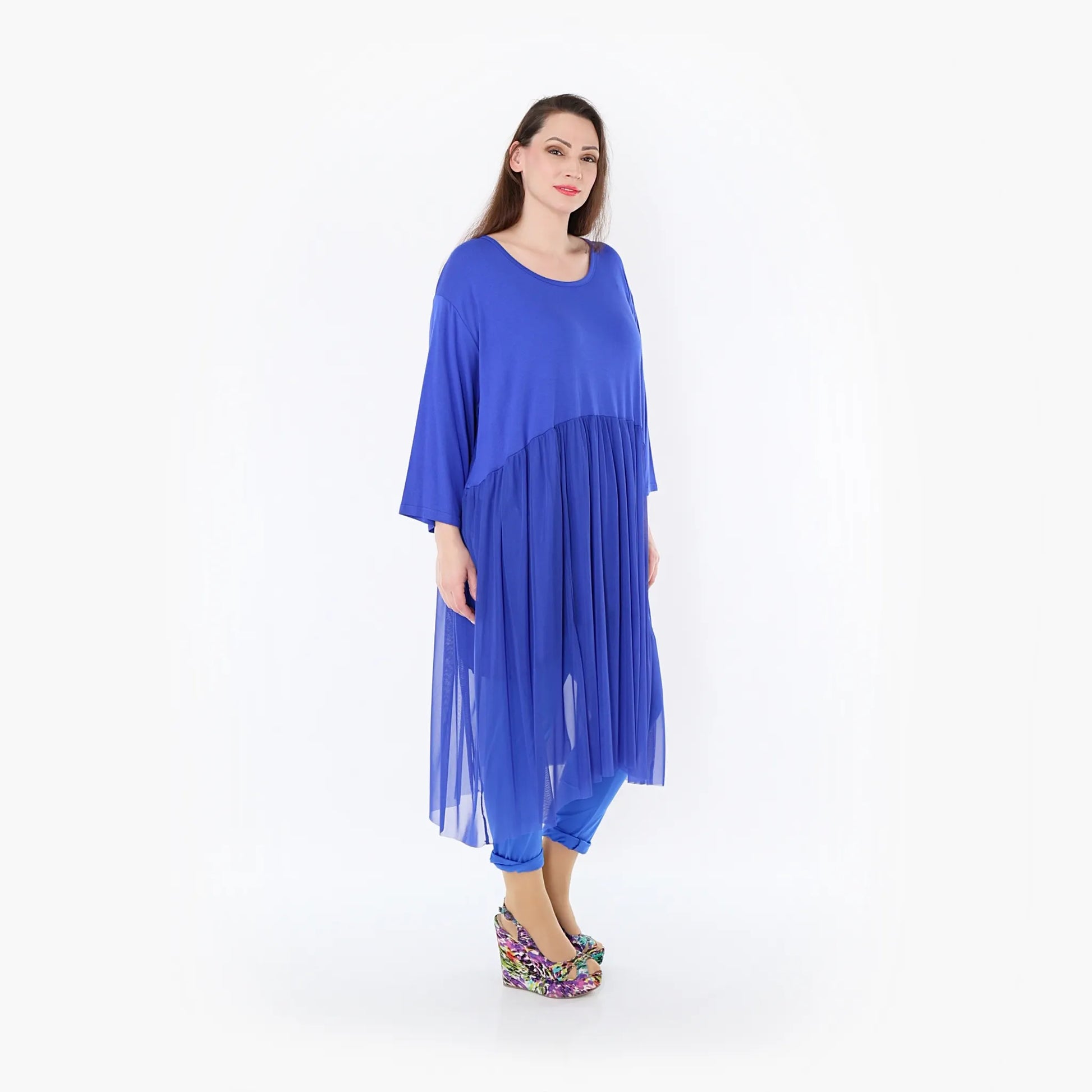  AKH Fashion Kleid in gerader Form, aus Materialmix, 1457.07046, Royalblau, Ausgefallen