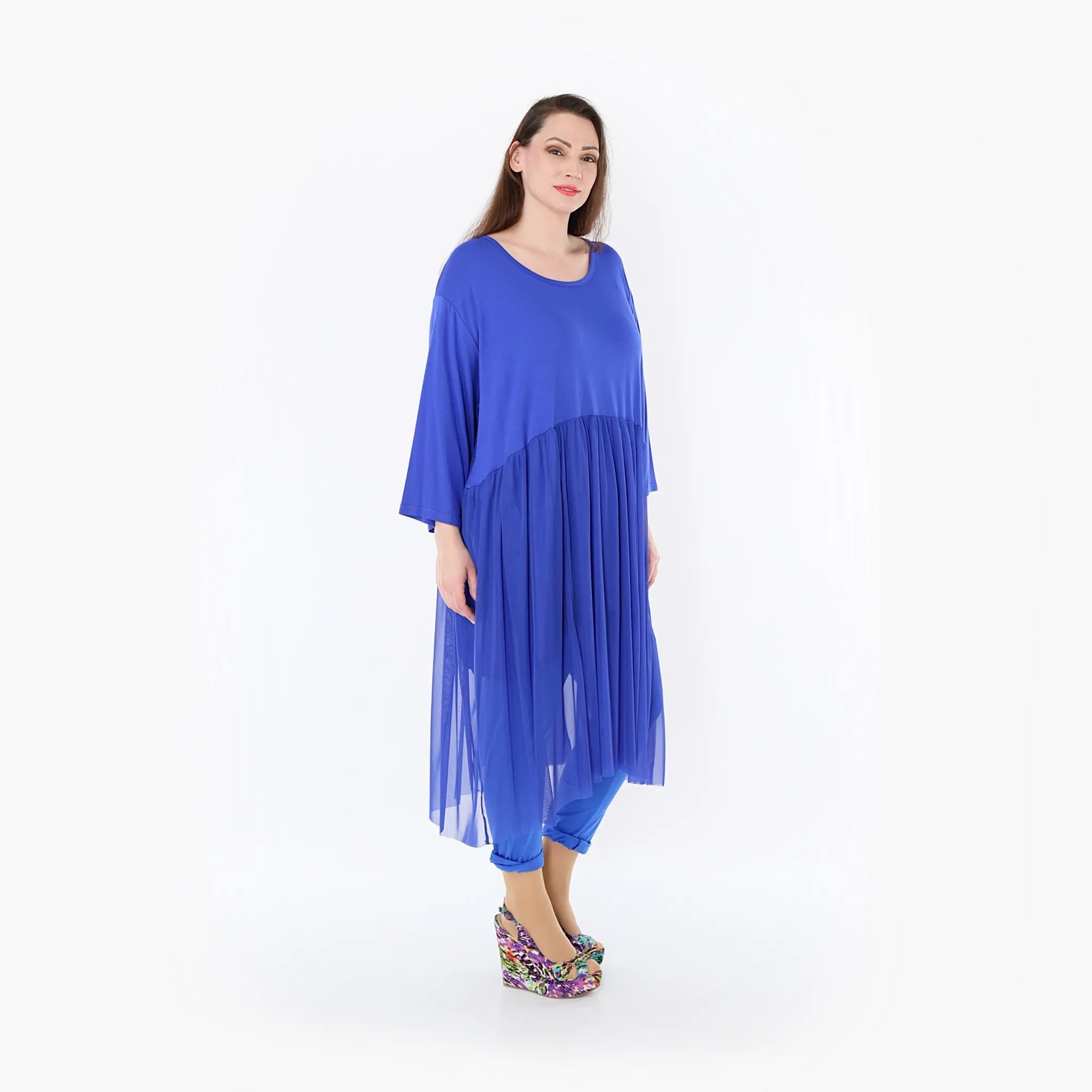  AKH Fashion Kleid in gerader Form, aus Materialmix, 1457.07046, Royalblau, Ausgefallen