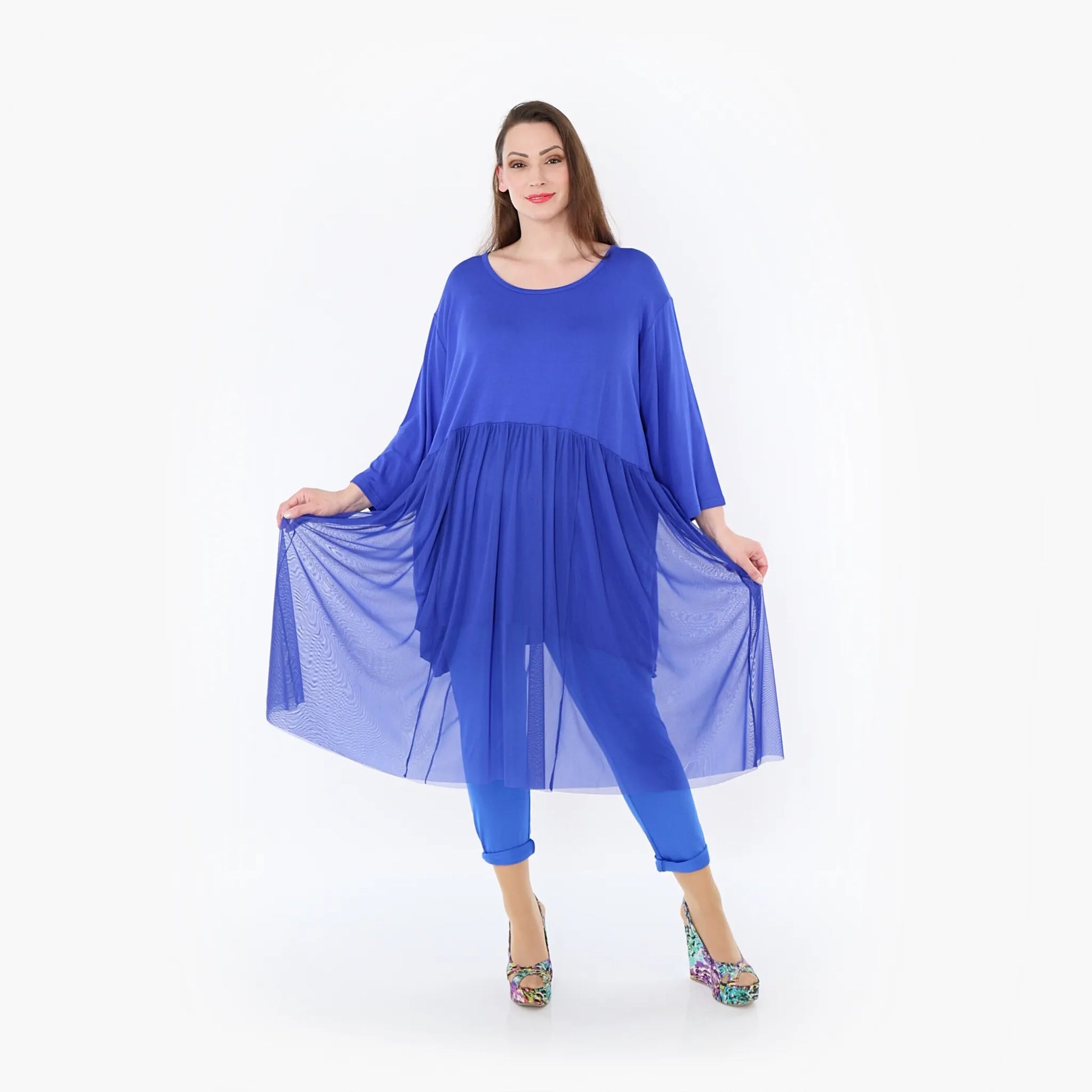  AKH Fashion Kleid in gerader Form, aus Materialmix, 1457.07046, Royalblau, Ausgefallen