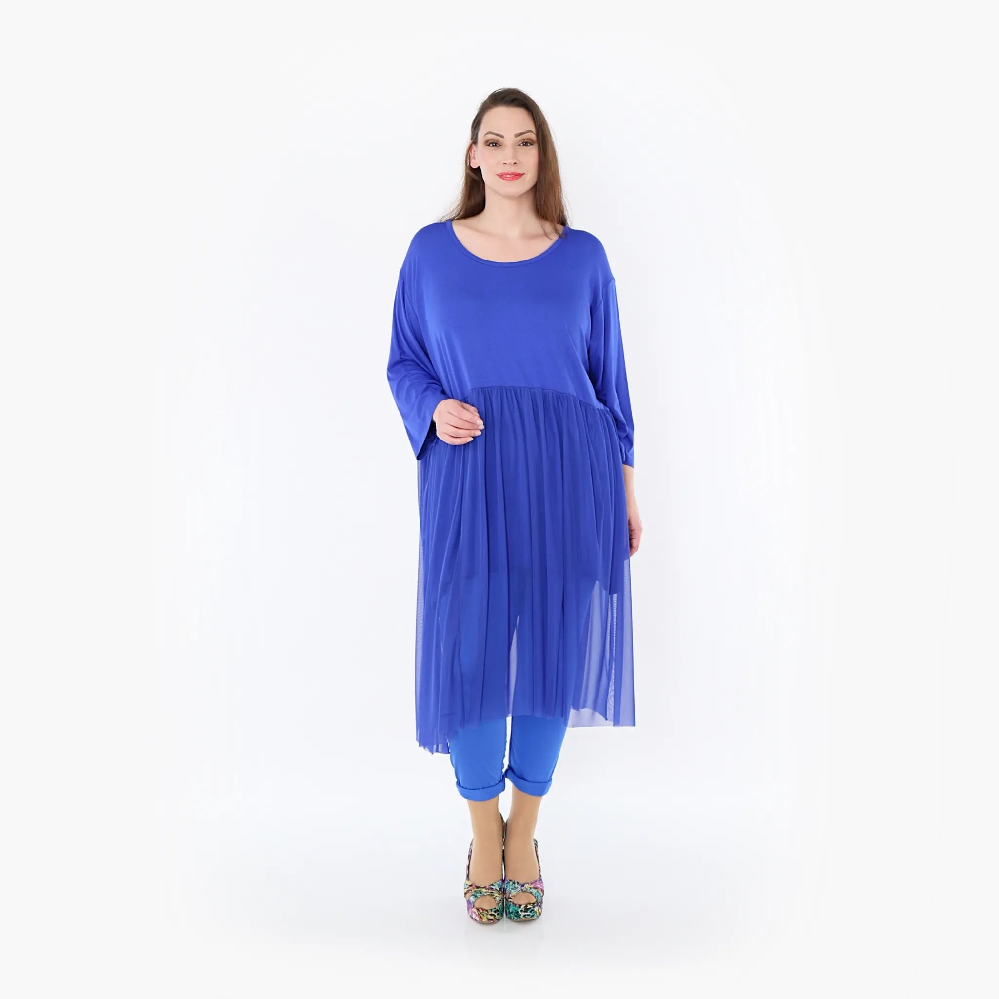  AKH Fashion Kleid in gerader Form, aus Materialmix, 1457.07046, Royalblau, Ausgefallen