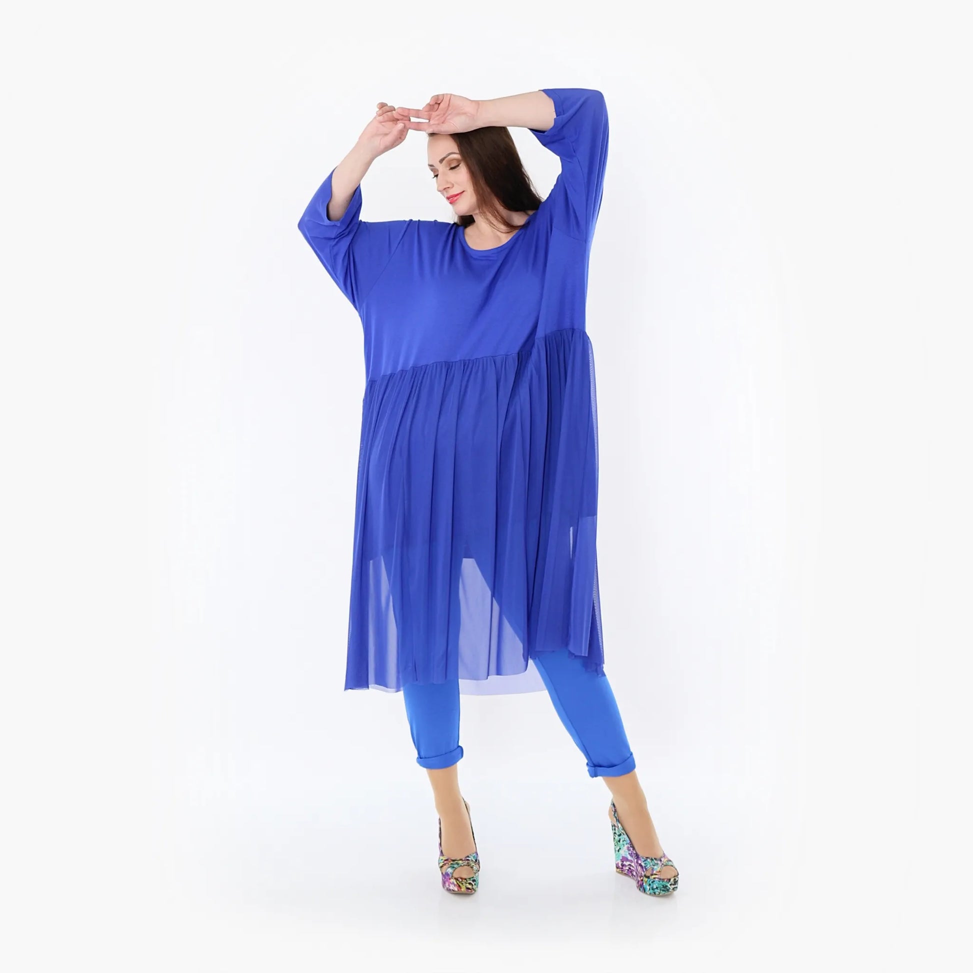  AKH Fashion Kleid in gerader Form, aus Materialmix, 1457.07046, Royalblau, Ausgefallen