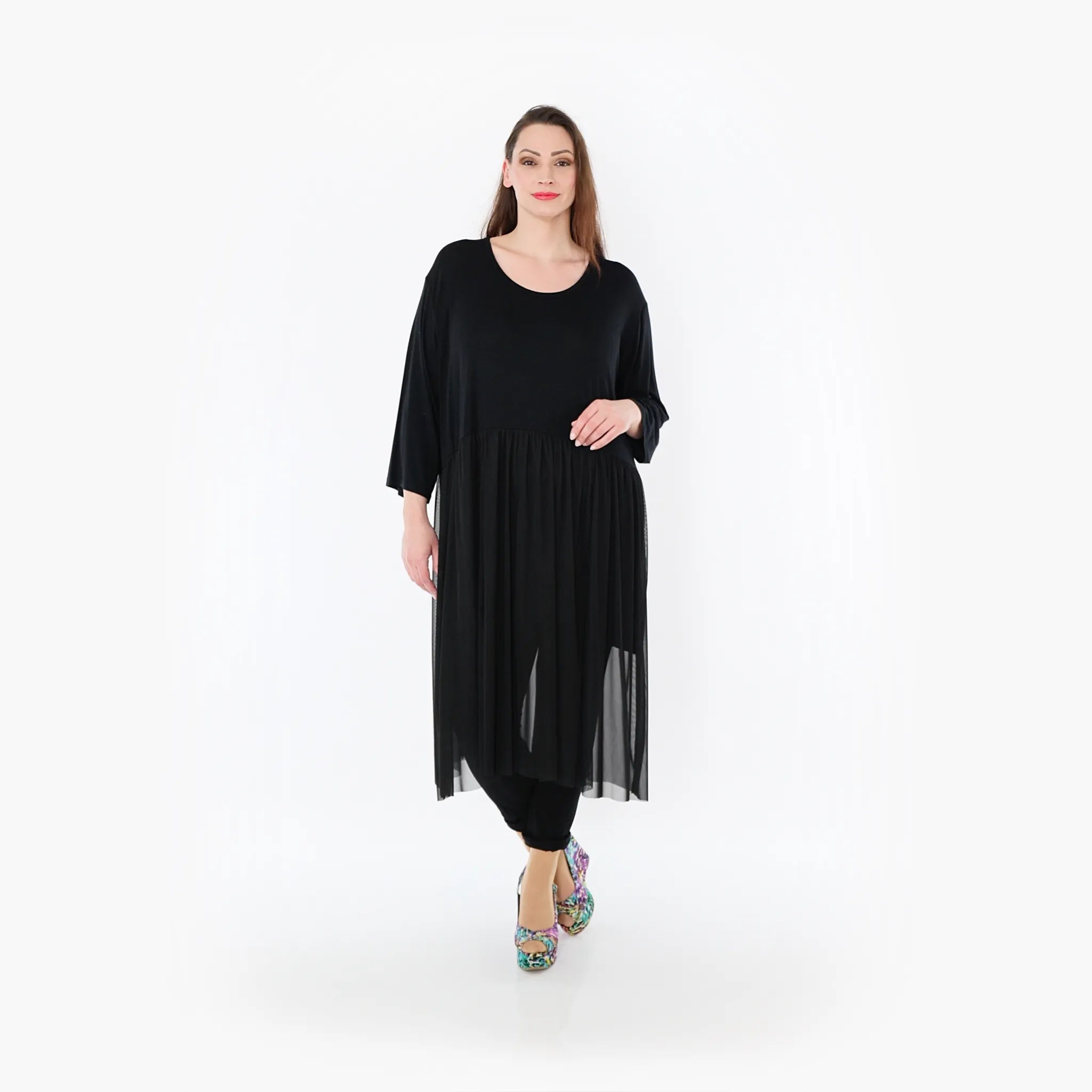  AKH Fashion Kleid in gerader Form, aus Materialmix, 1457.07046, Schwarz, Ausgefallen