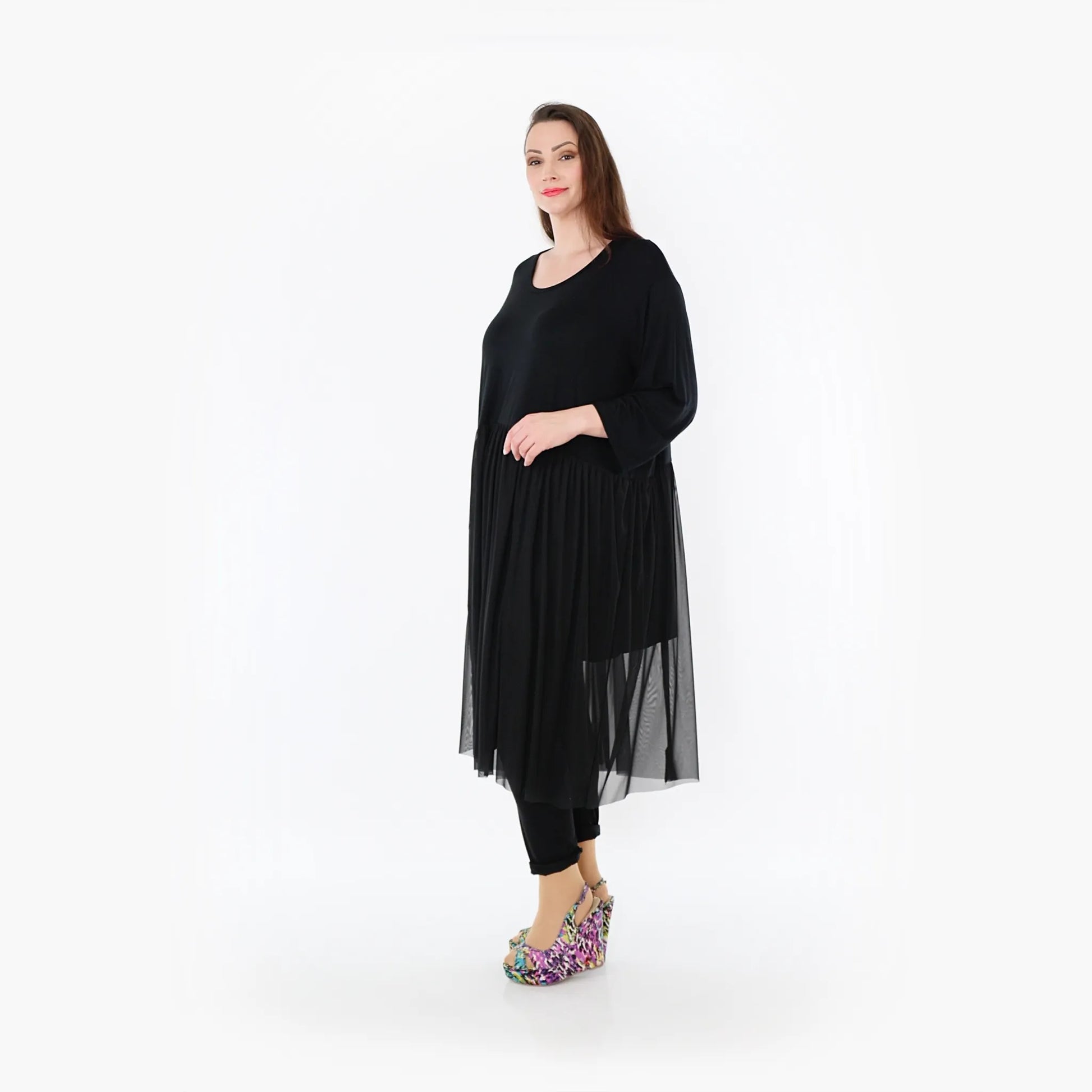  AKH Fashion Kleid in gerader Form, aus Materialmix, 1457.07046, Schwarz, Ausgefallen