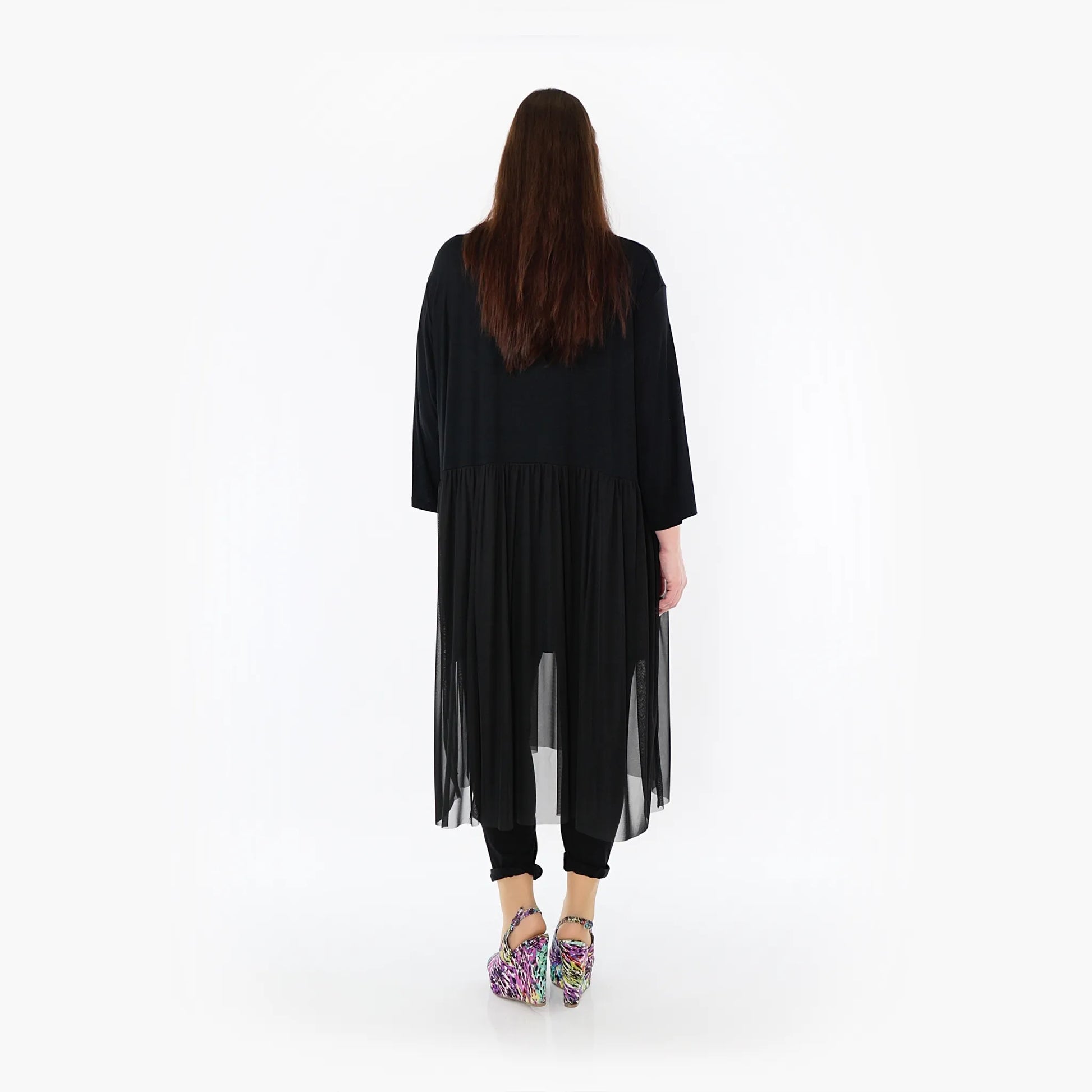  AKH Fashion Kleid in gerader Form, aus Materialmix, 1457.07046, Schwarz, Ausgefallen