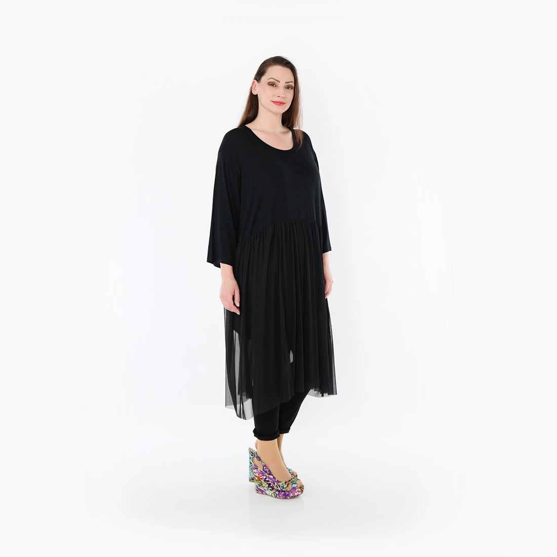  AKH Fashion Kleid in gerader Form, aus Materialmix, 1457.07046, Schwarz, Ausgefallen