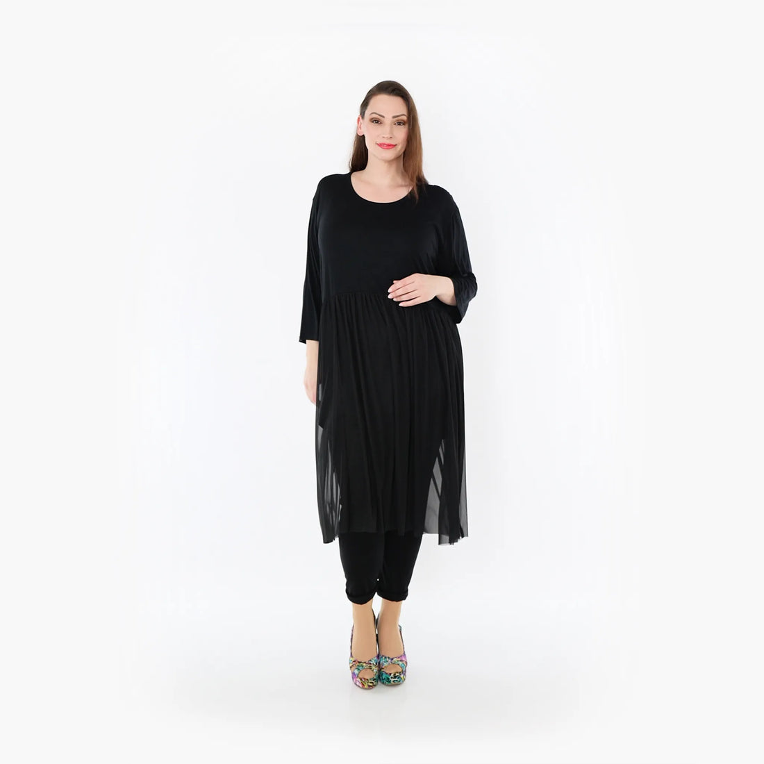  AKH Fashion Kleid in gerader Form, aus Materialmix, 1457.07046, Schwarz, Ausgefallen