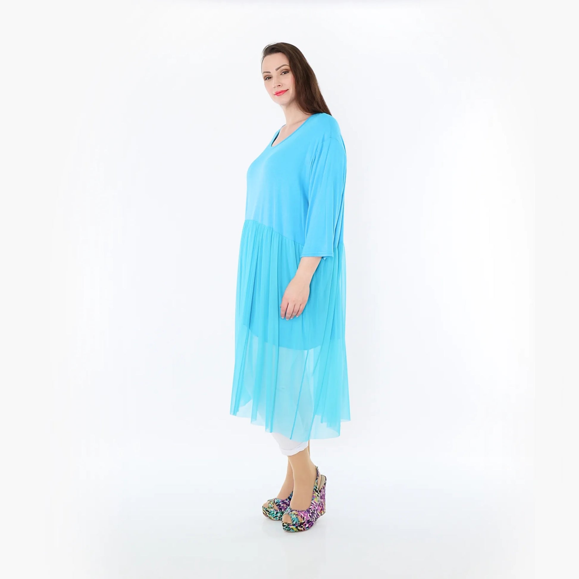  AKH Fashion Kleid in gerader Form, aus Materialmix, 1457.07046, Türkis, Ausgefallen
