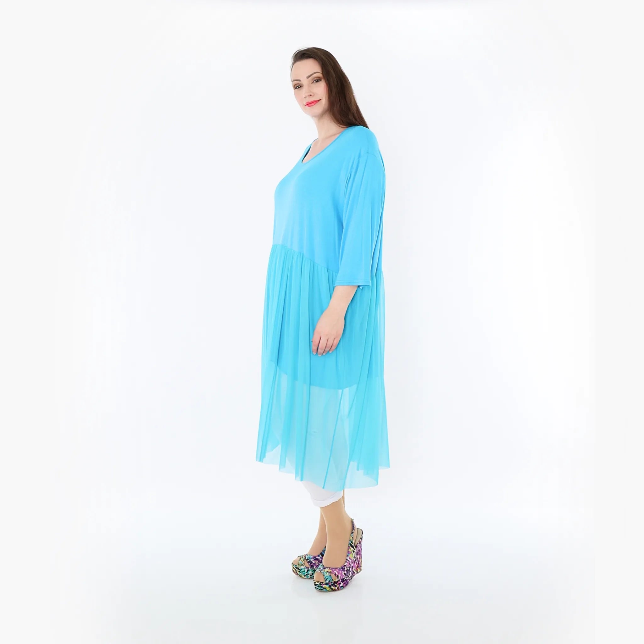  AKH Fashion Kleid in gerader Form, aus Materialmix, 1457.07046, Türkis, Ausgefallen