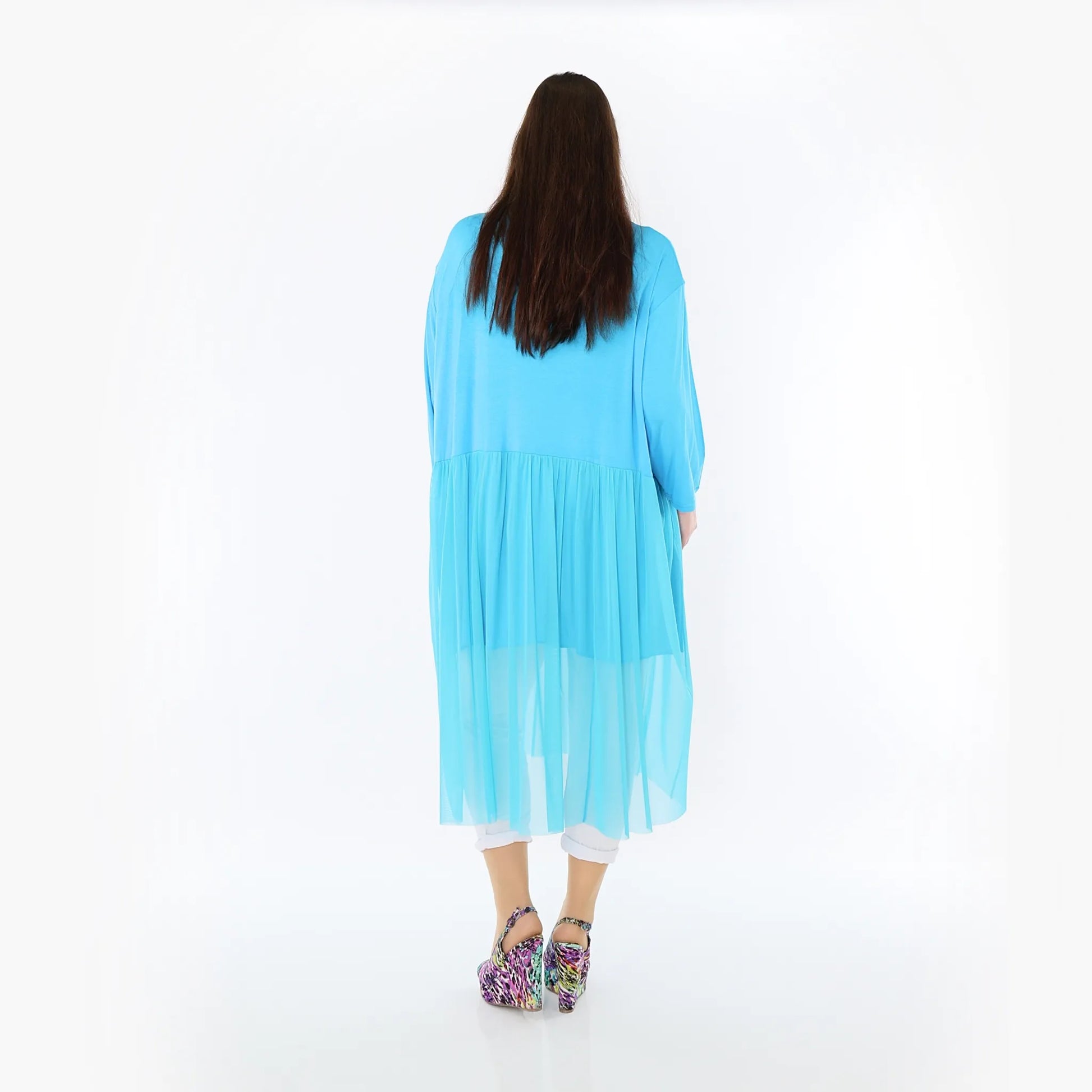  AKH Fashion Kleid in gerader Form, aus Materialmix, 1457.07046, Türkis, Ausgefallen