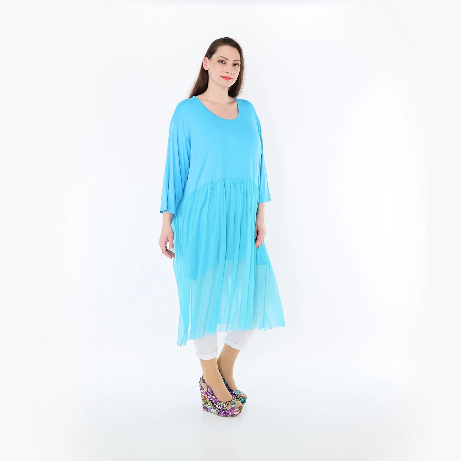  AKH Fashion Kleid in gerader Form, aus Materialmix, 1457.07046, Türkis, Ausgefallen