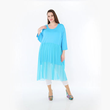  AKH Fashion Kleid in gerader Form, aus Materialmix, 1457.07046, Türkis, Ausgefallen