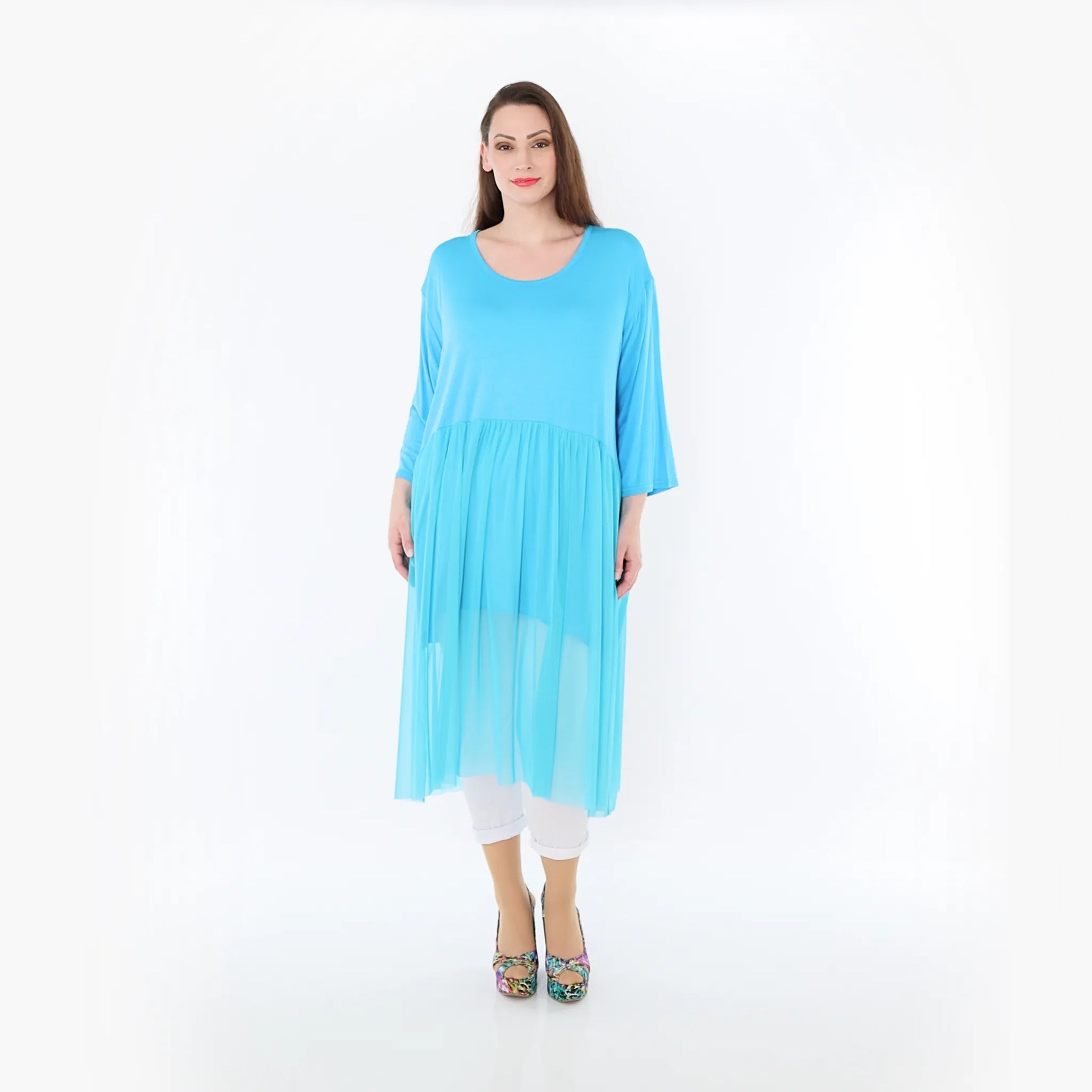  AKH Fashion Kleid in gerader Form, aus Materialmix, 1457.07046, Türkis, Ausgefallen