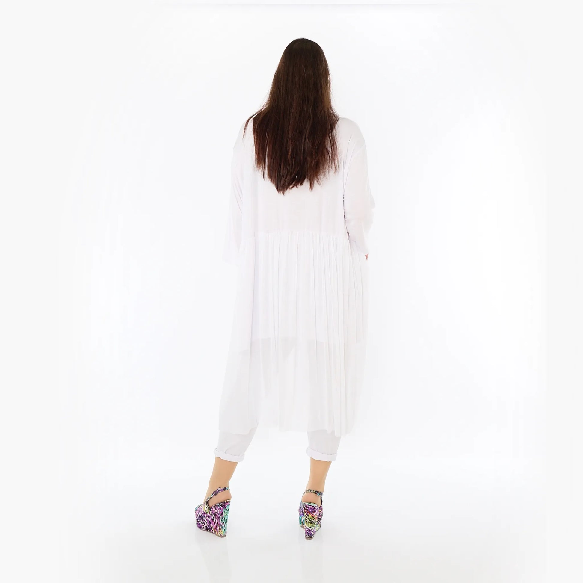  AKH Fashion Kleid in gerader Form, aus Materialmix, 1457.07046, Weiß, Ausgefallen, Zeitlos