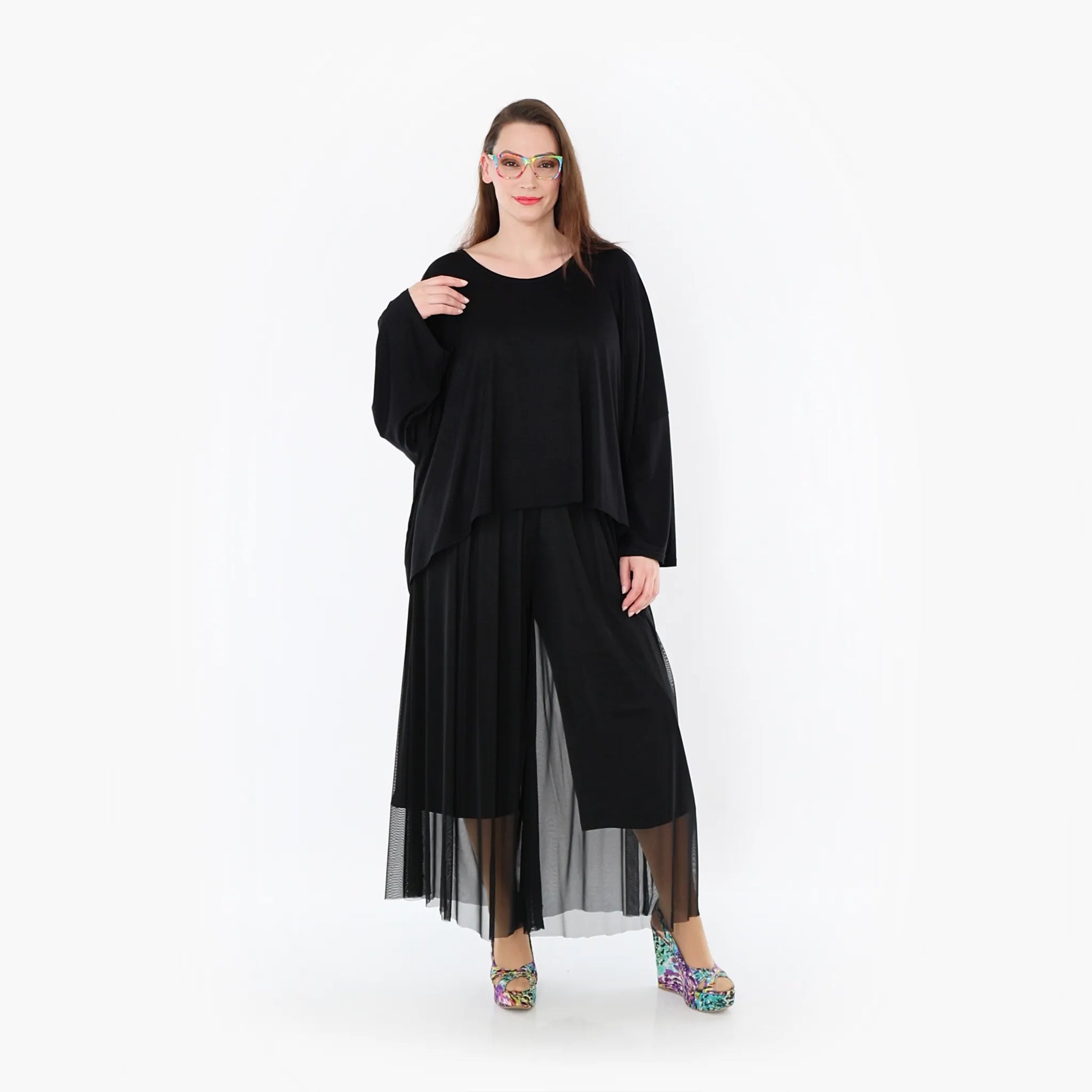  AKH Fashion Hose in gerader Form, aus Materialmix, 1457.07047, Schwarz, Ausgefallen