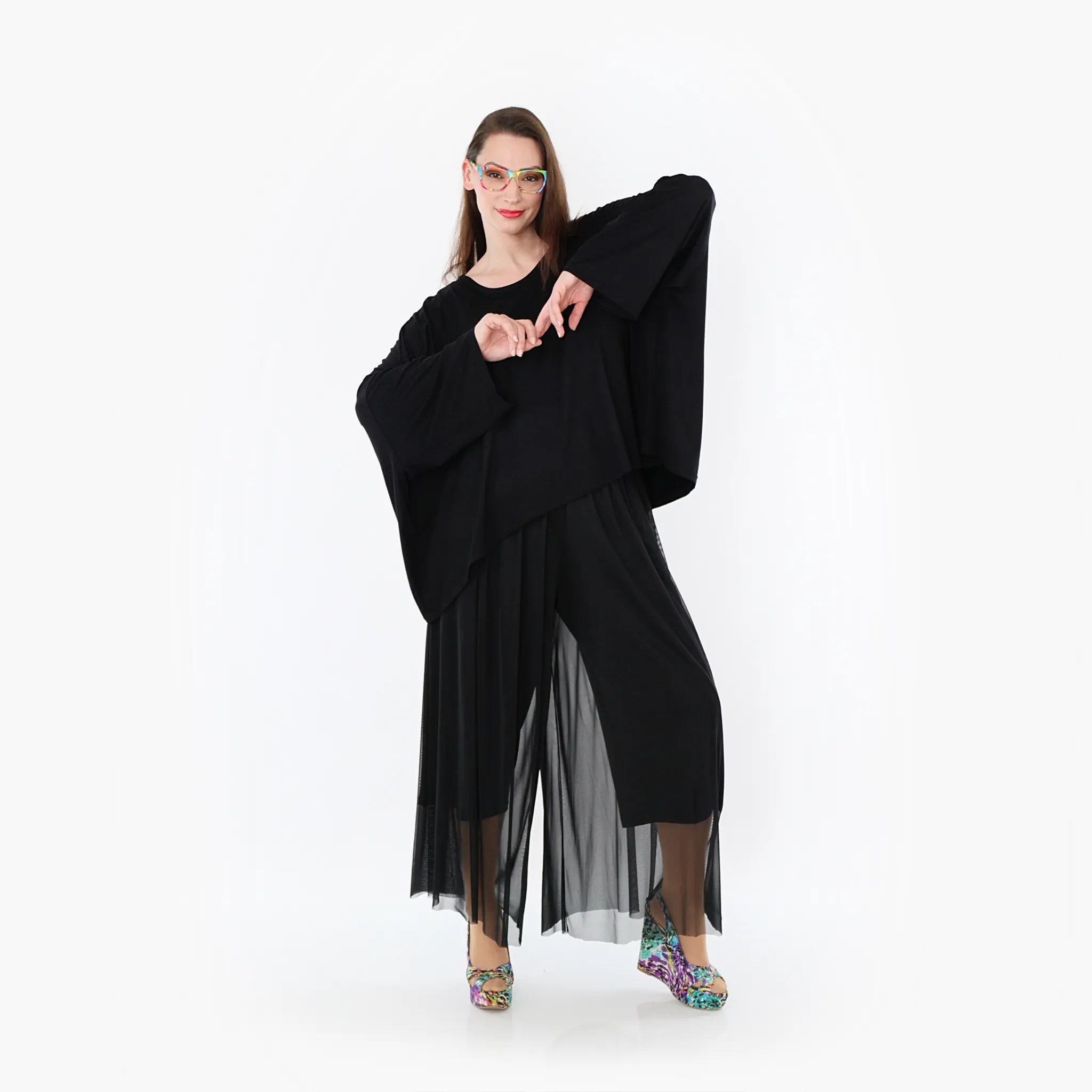  AKH Fashion Hose in gerader Form, aus Materialmix, 1457.07047, Schwarz, Ausgefallen