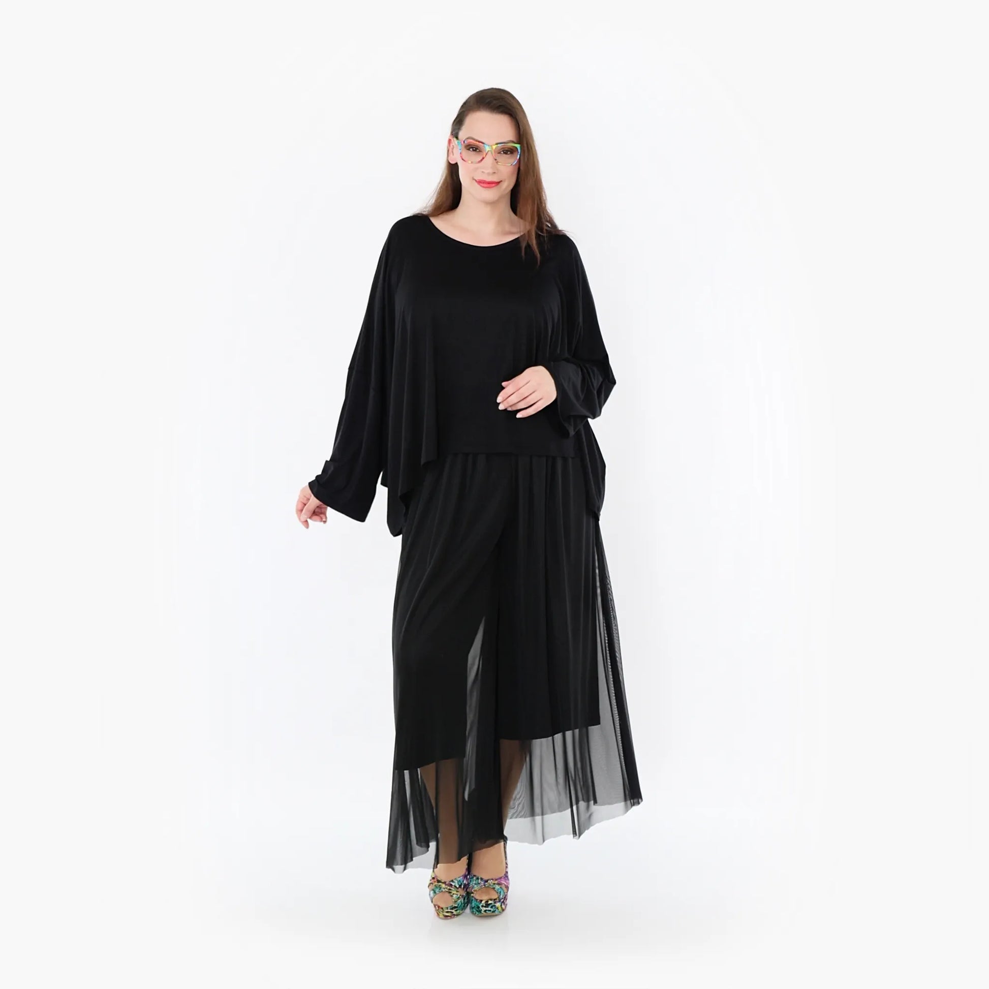  AKH Fashion Hose in gerader Form, aus Materialmix, 1457.07047, Schwarz, Ausgefallen