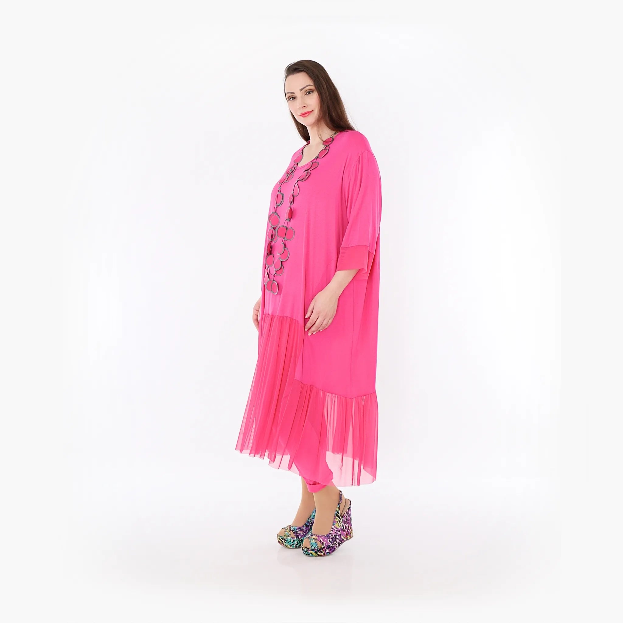  A-Form Kleid von AKH Fashion aus Materialmix, 1457.07048, Fuchsia, Ausgefallen, Zeitlos