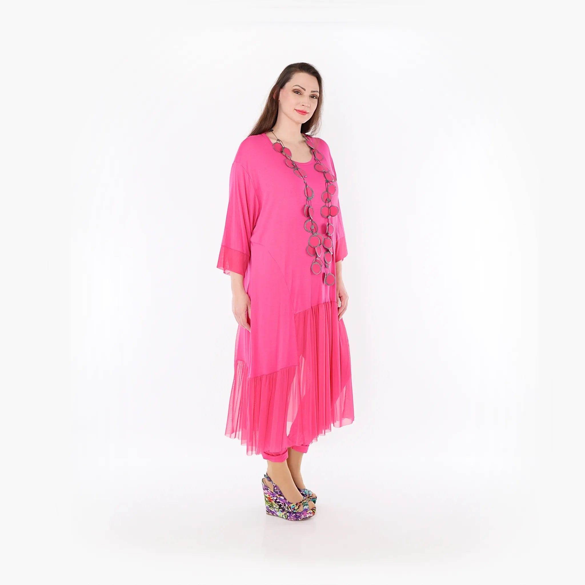  A-Form Kleid von AKH Fashion aus Materialmix, 1457.07048, Fuchsia, Ausgefallen, Zeitlos