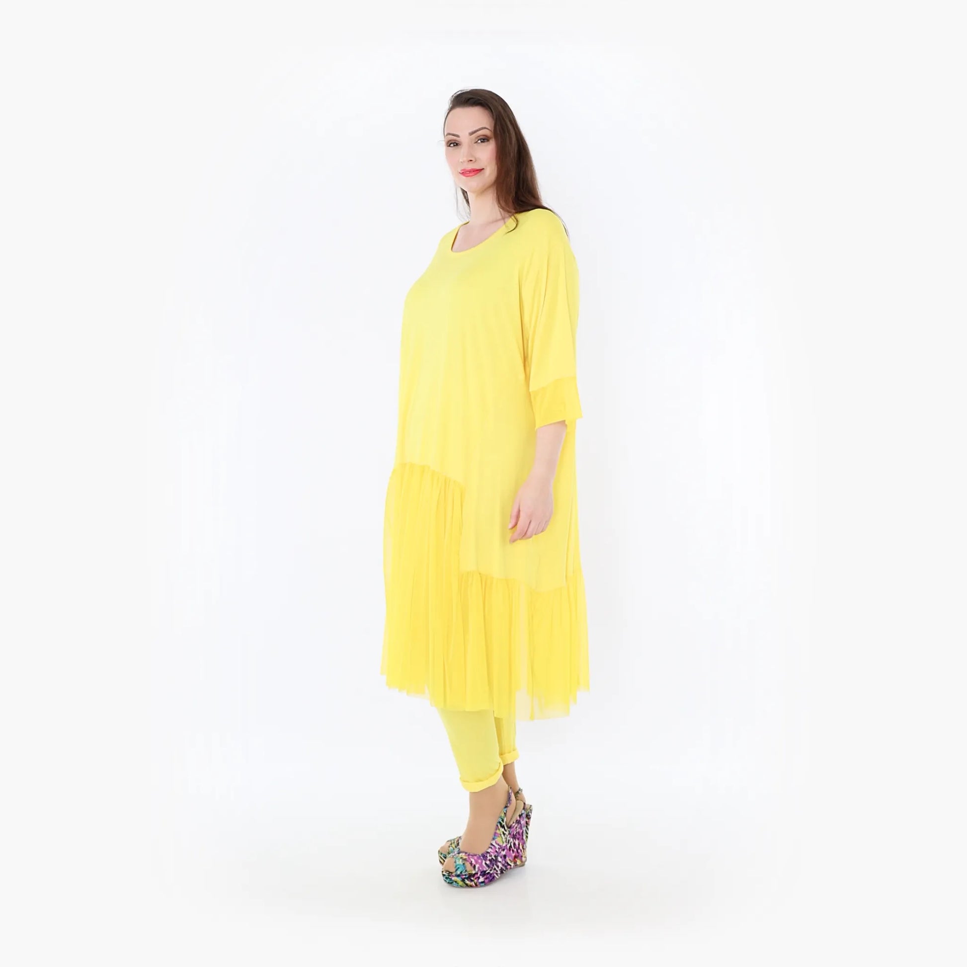  A-Form Kleid von AKH Fashion aus Materialmix, 1457.07048, Gelb, Ausgefallen, Zeitlos