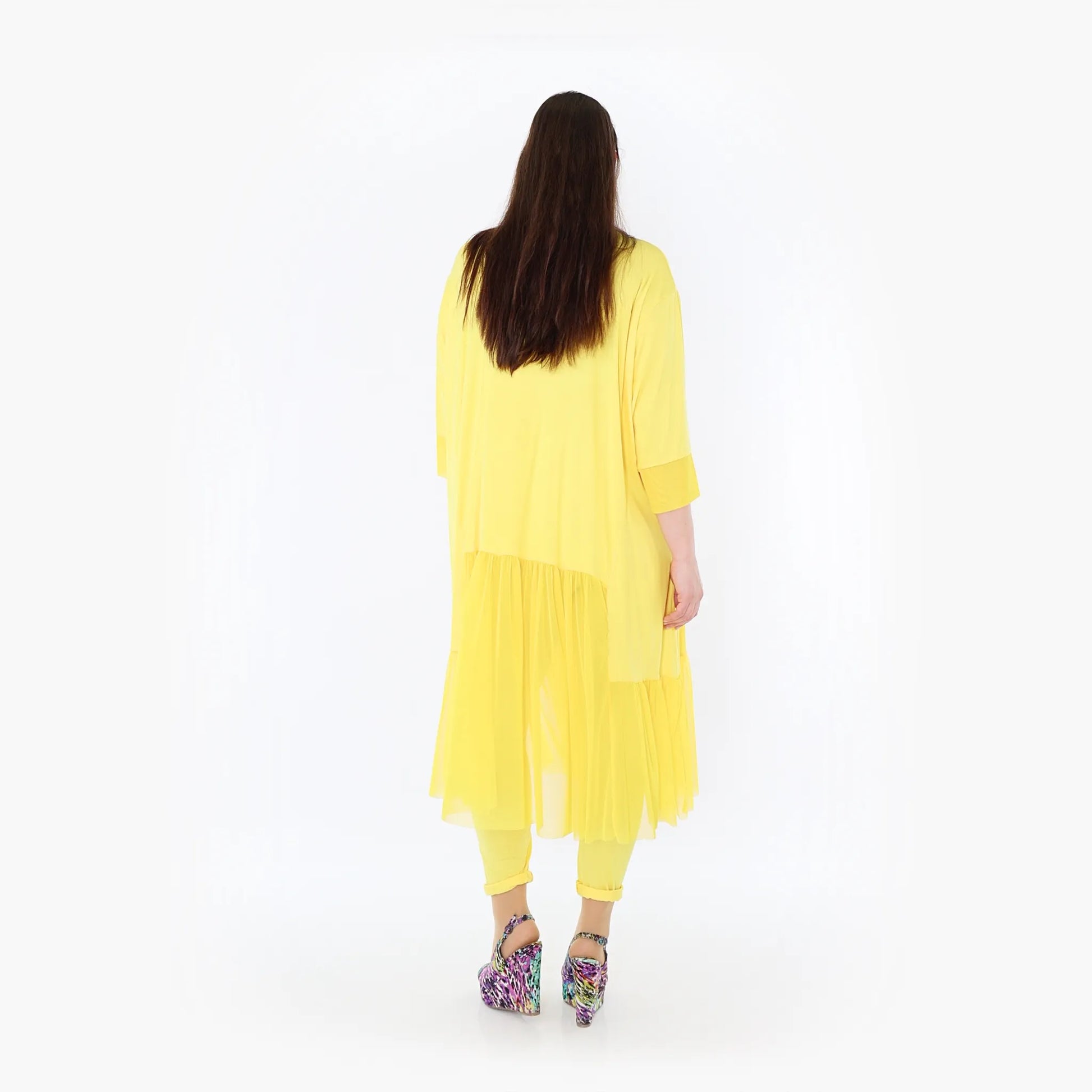  A-Form Kleid von AKH Fashion aus Materialmix, 1457.07048, Gelb, Ausgefallen, Zeitlos