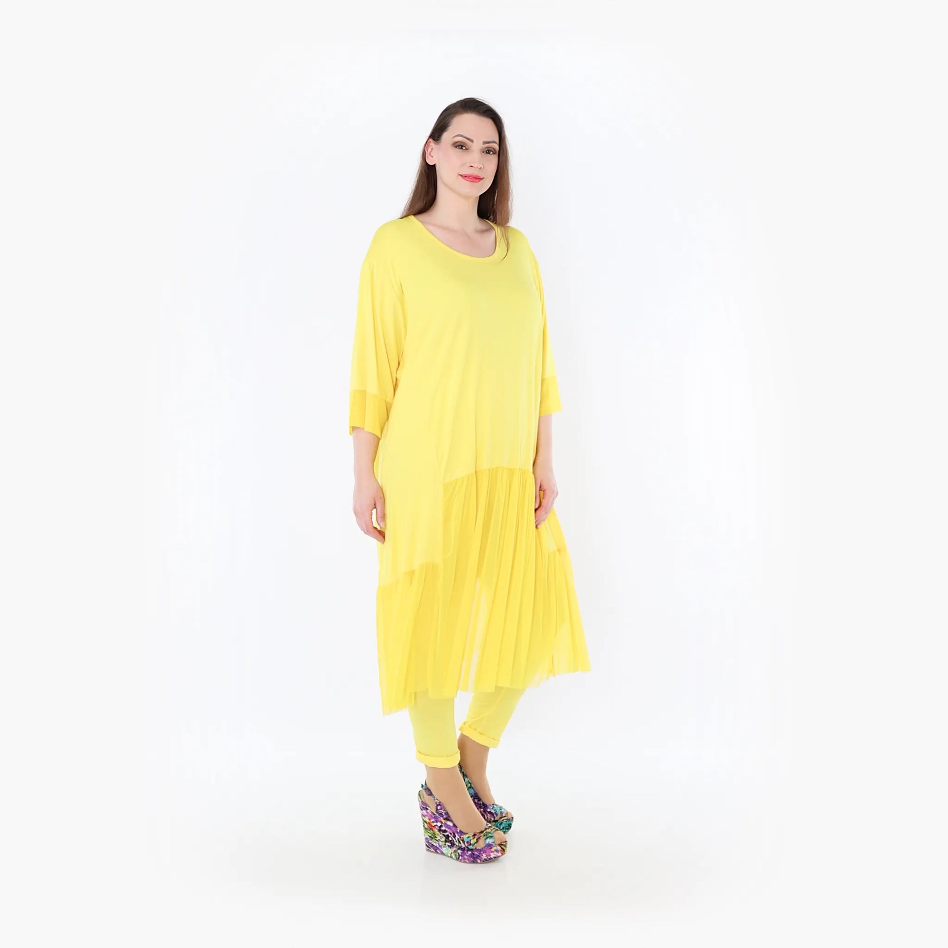  A-Form Kleid von AKH Fashion aus Materialmix, 1457.07048, Gelb, Ausgefallen, Zeitlos