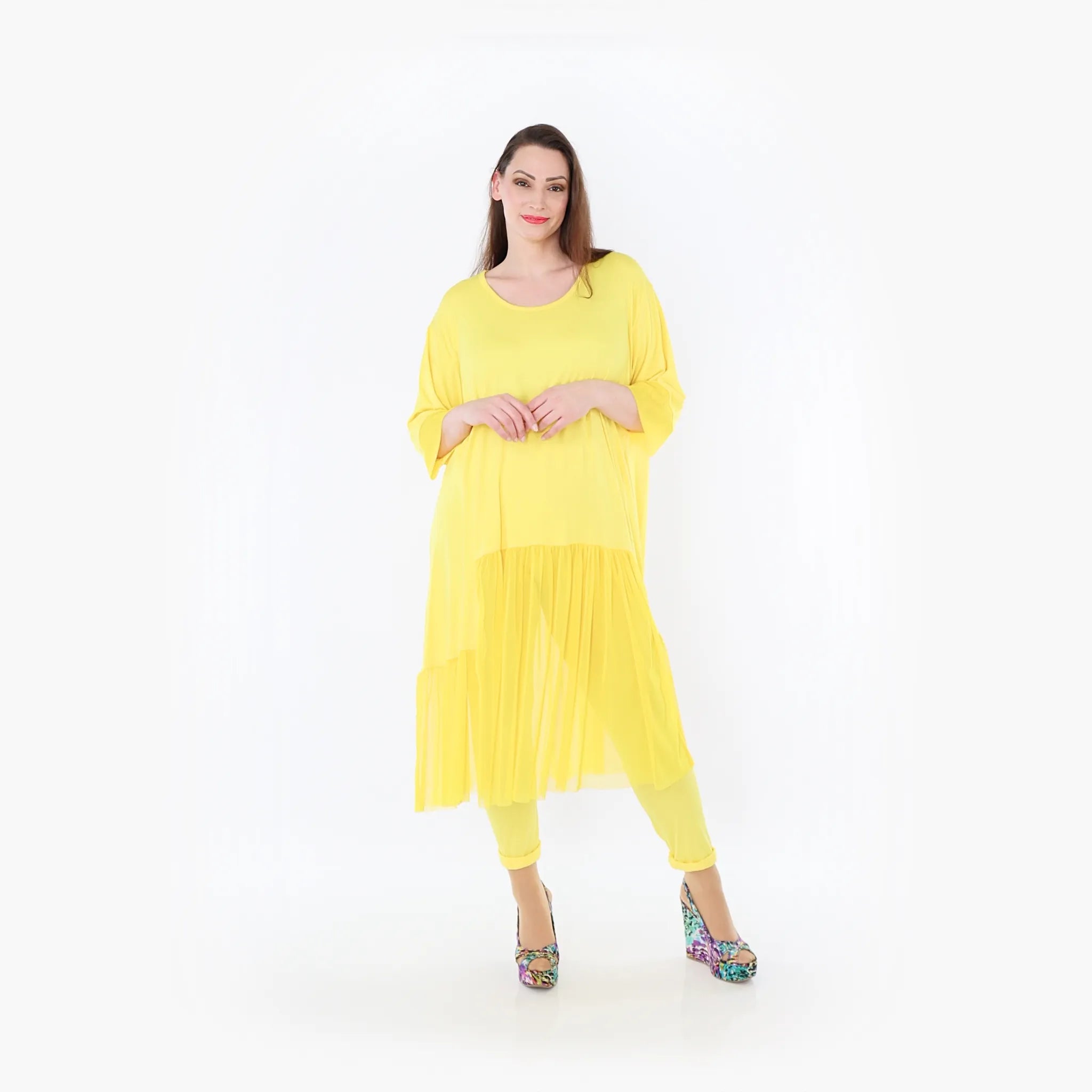  A-Form Kleid von AKH Fashion aus Materialmix, 1457.07048, Gelb, Ausgefallen, Zeitlos