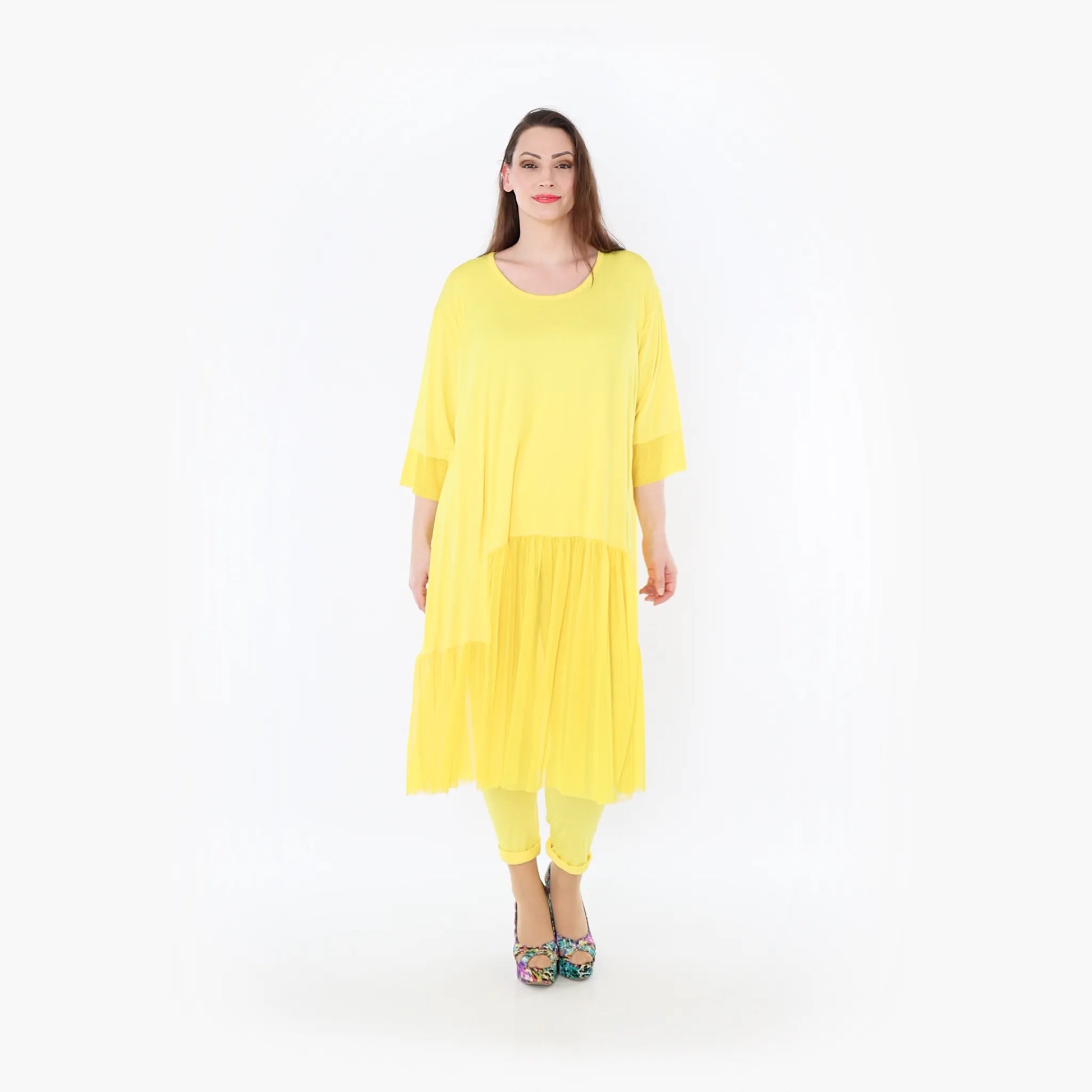  A-Form Kleid von AKH Fashion aus Materialmix, 1457.07048, Gelb, Ausgefallen, Zeitlos