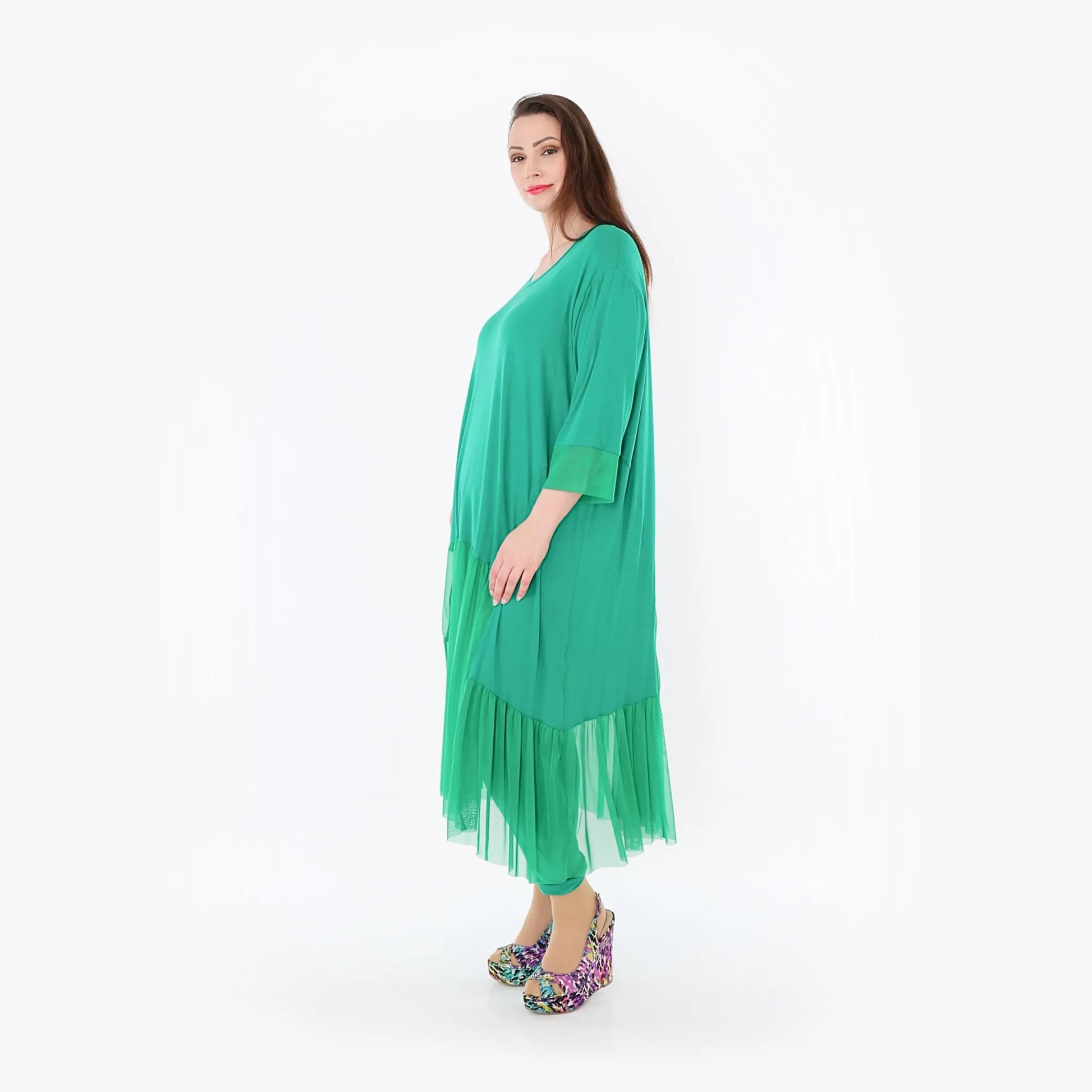  A-Form Kleid von AKH Fashion aus Materialmix, 1457.07048, Grün, Ausgefallen, Zeitlos