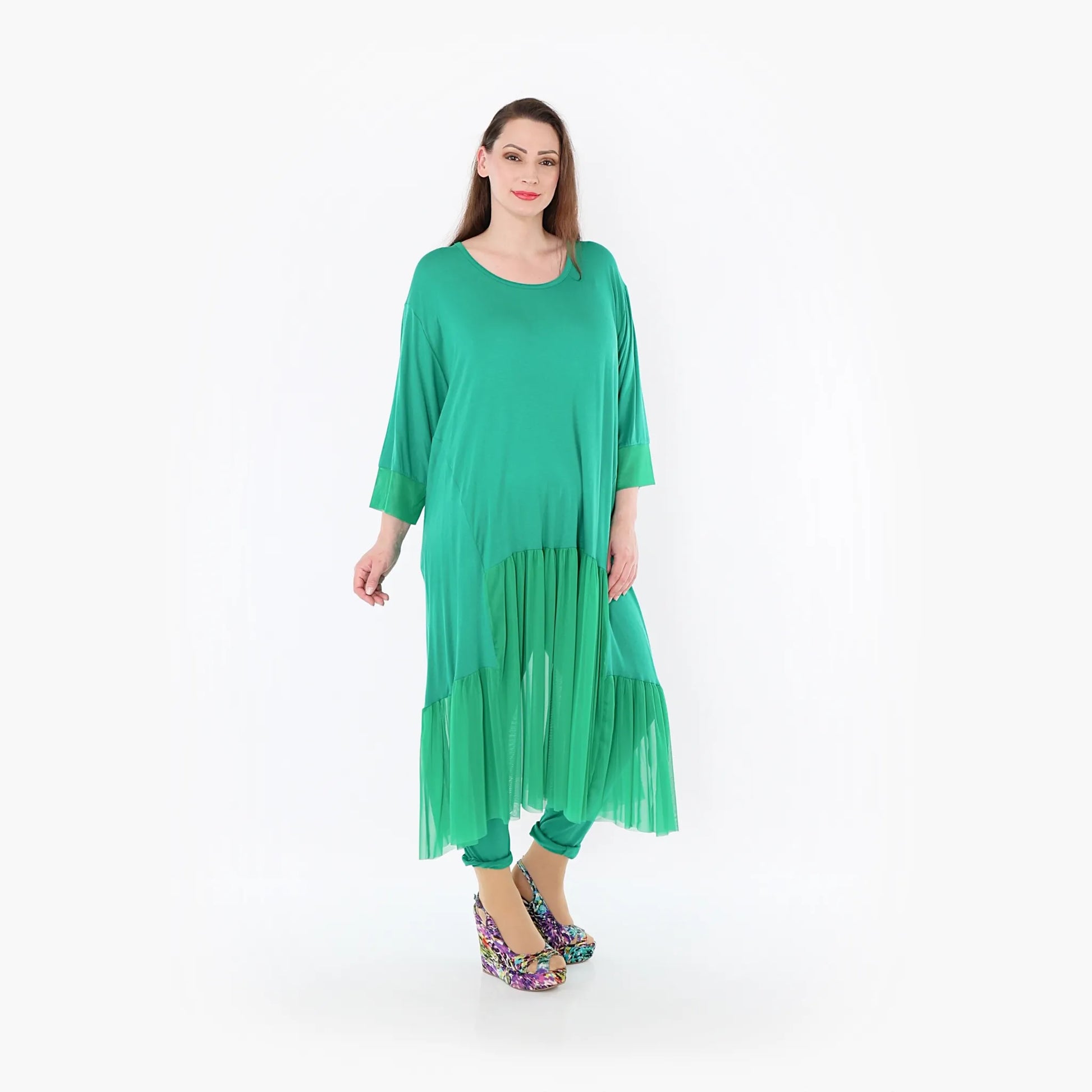  A-Form Kleid von AKH Fashion aus Materialmix, 1457.07048, Grün, Ausgefallen, Zeitlos