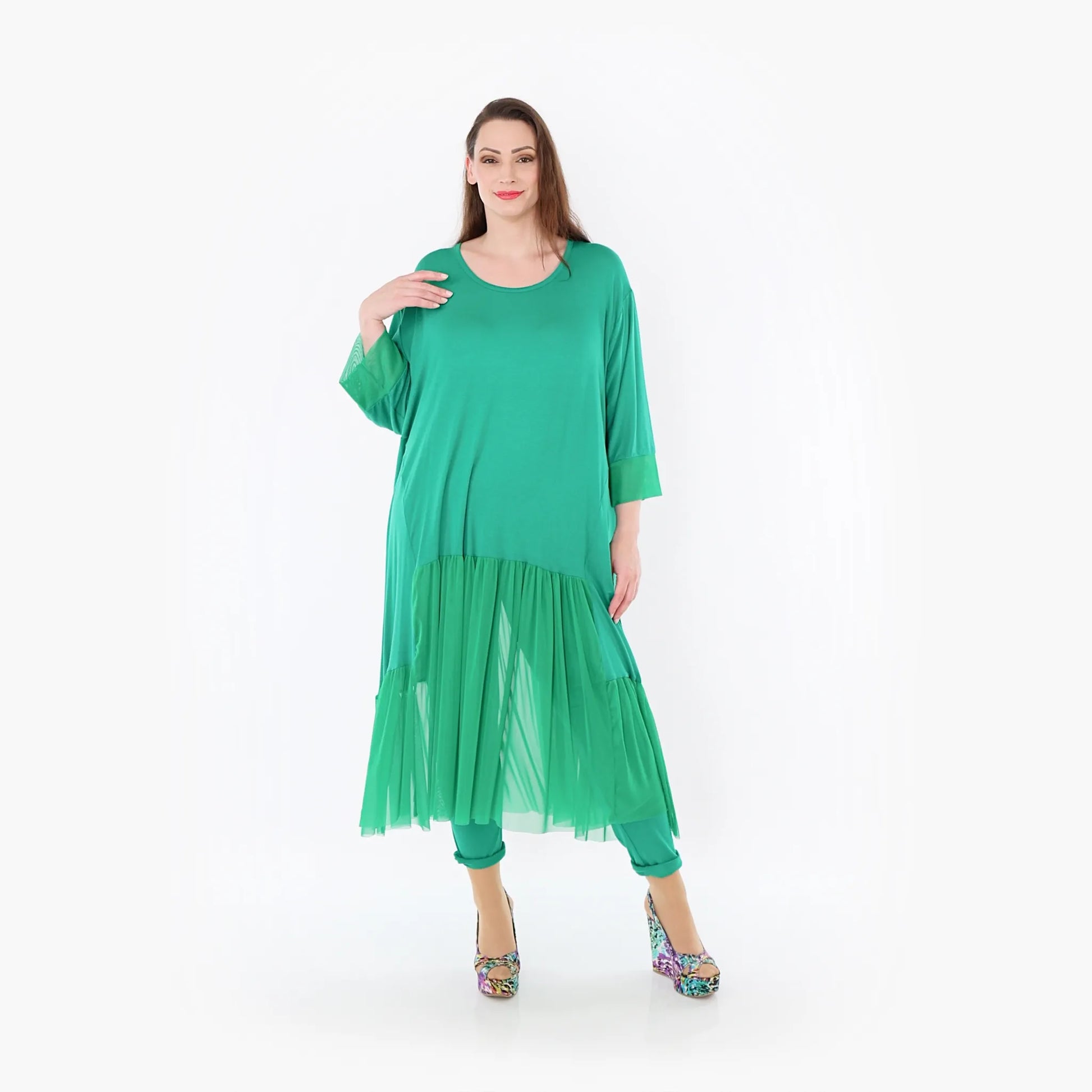  A-Form Kleid von AKH Fashion aus Materialmix, 1457.07048, Grün, Ausgefallen, Zeitlos