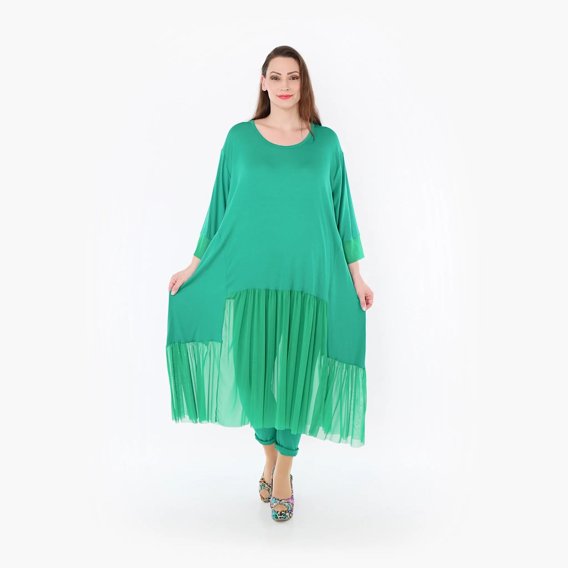  A-Form Kleid von AKH Fashion aus Materialmix, 1457.07048, Grün, Ausgefallen, Zeitlos