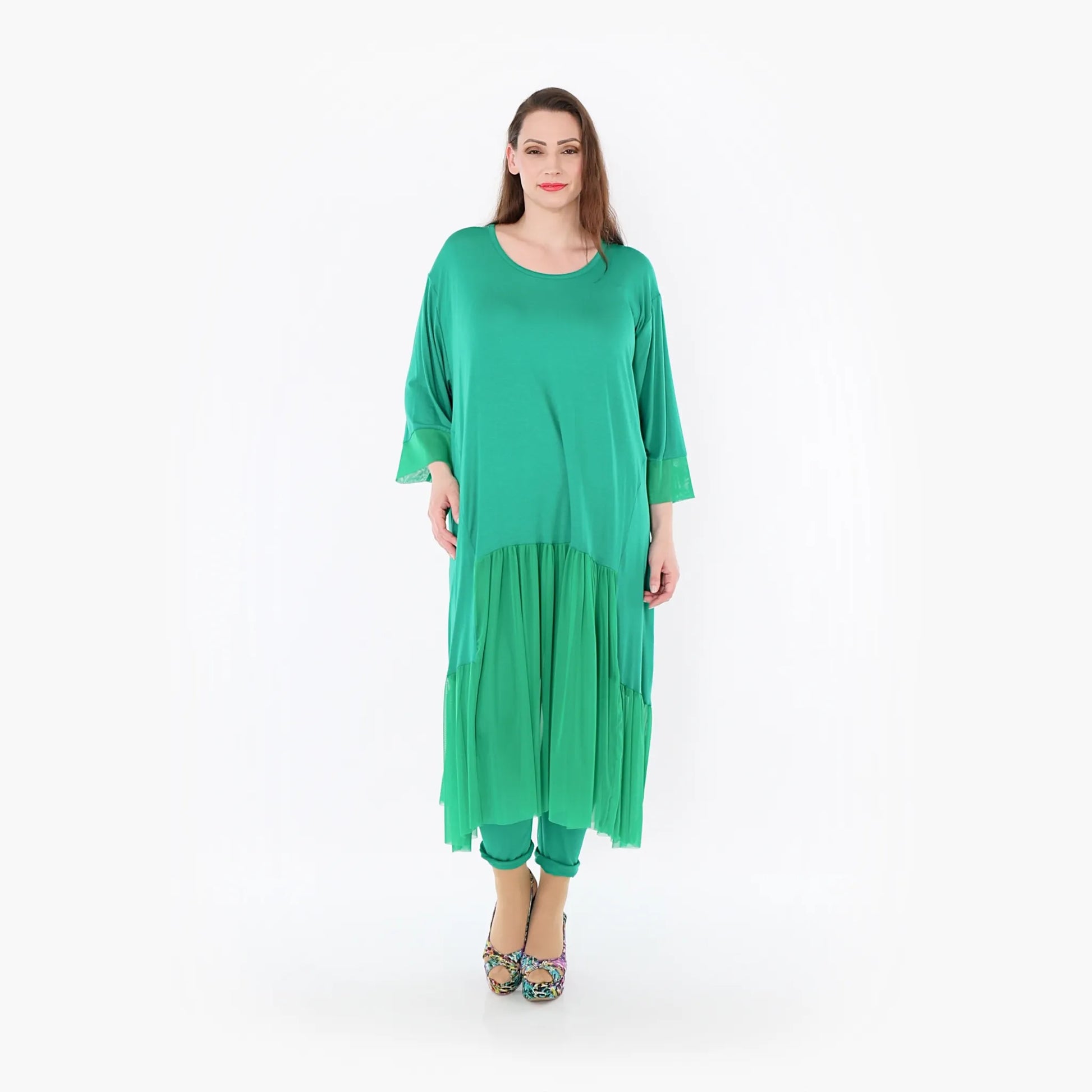  A-Form Kleid von AKH Fashion aus Materialmix, 1457.07048, Grün, Ausgefallen, Zeitlos