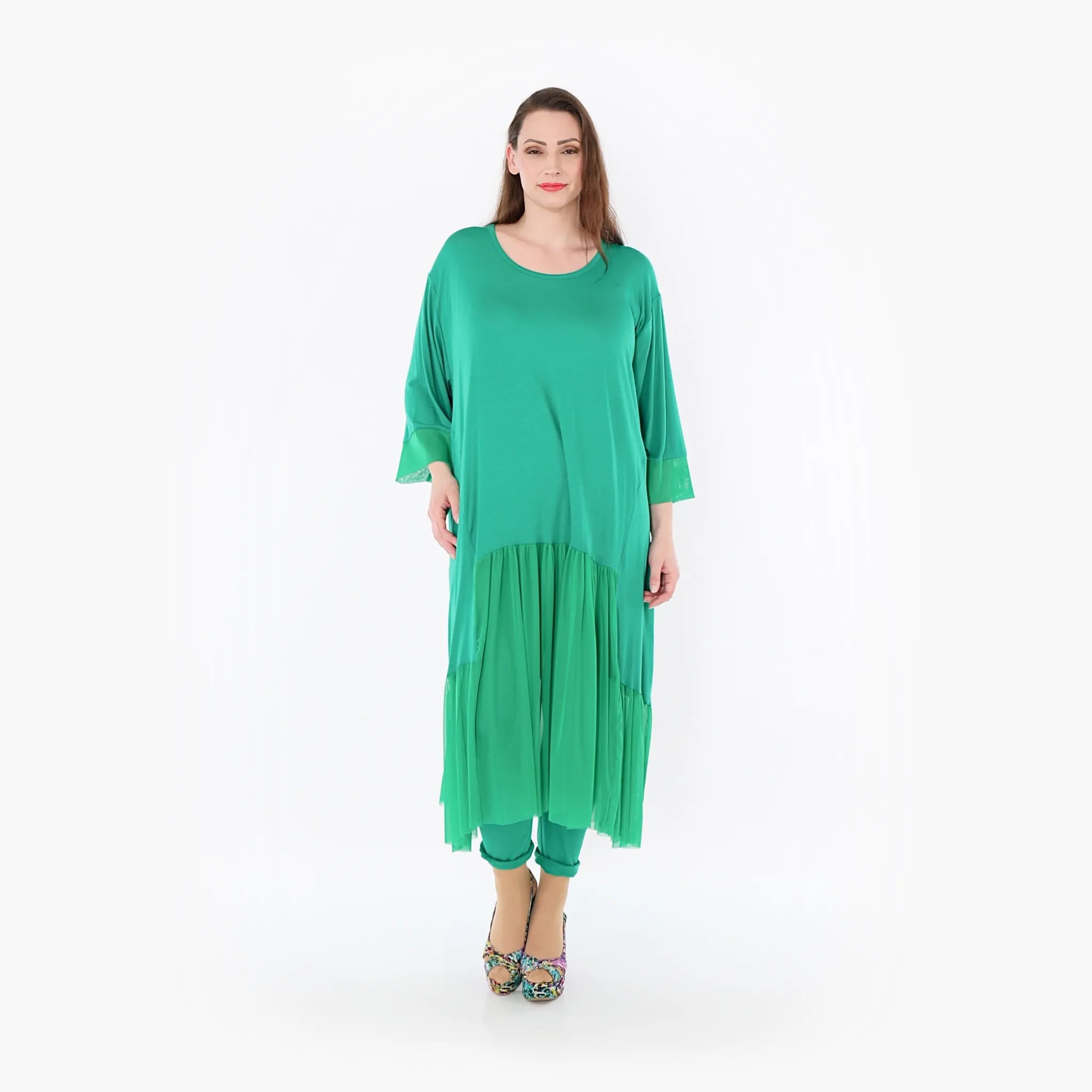  A-Form Kleid von AKH Fashion aus Materialmix, 1457.07048, Grün, Ausgefallen, Zeitlos