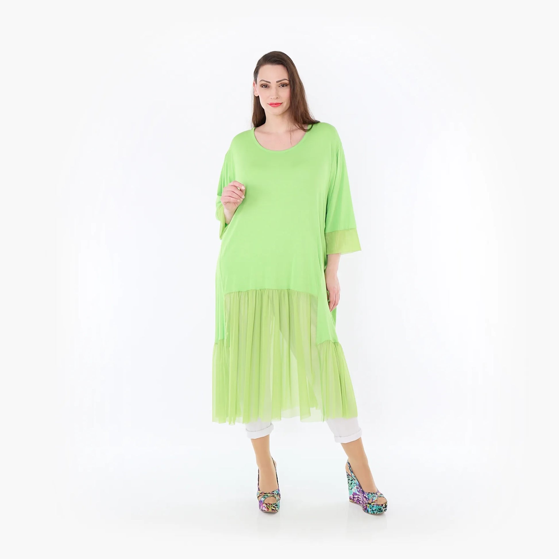  A-Form Kleid von AKH Fashion aus Materialmix, 1457.07048, Lime, Ausgefallen, Zeitlos