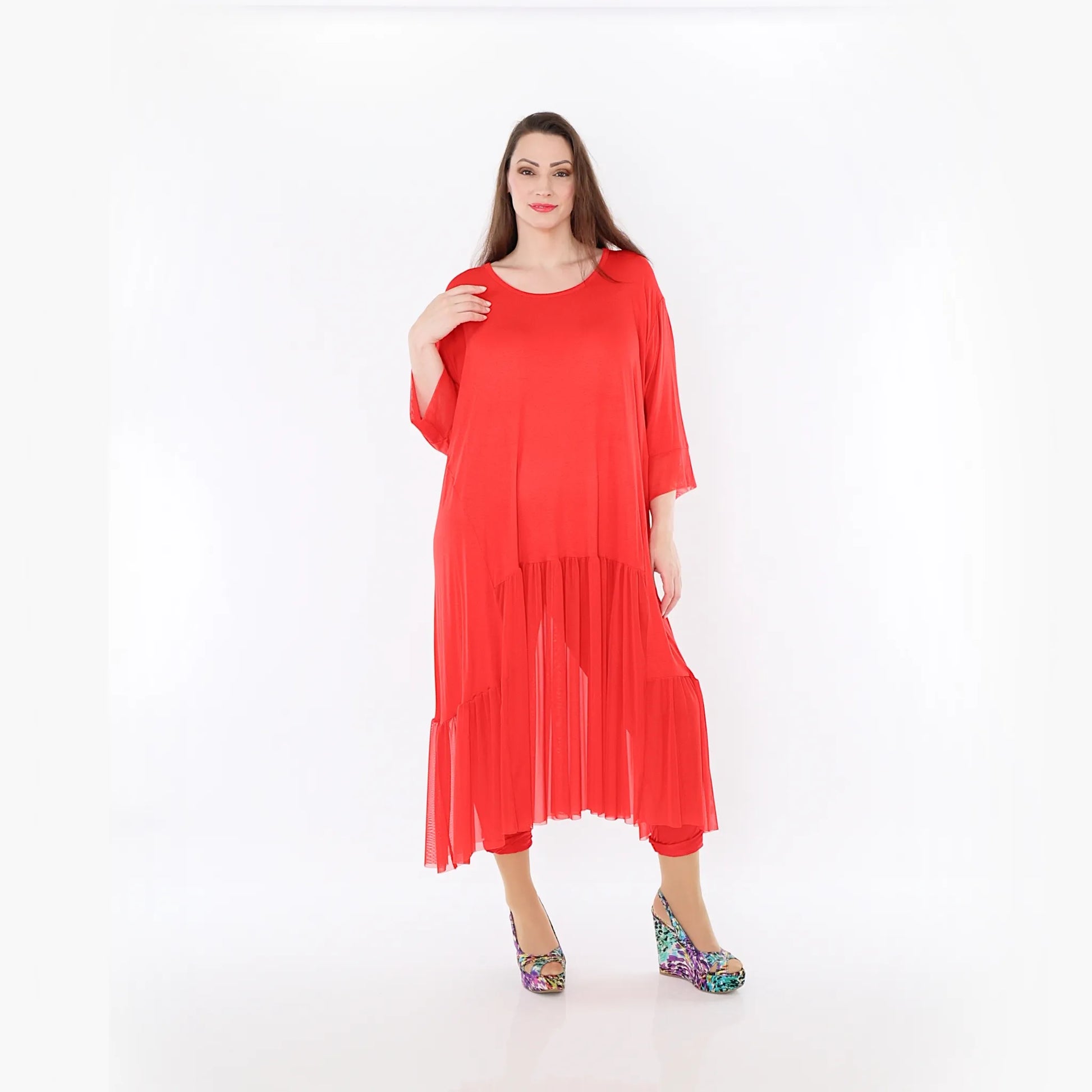  A-Form Kleid von AKH Fashion aus Materialmix, 1457.07048, Rot, Ausgefallen, Zeitlos